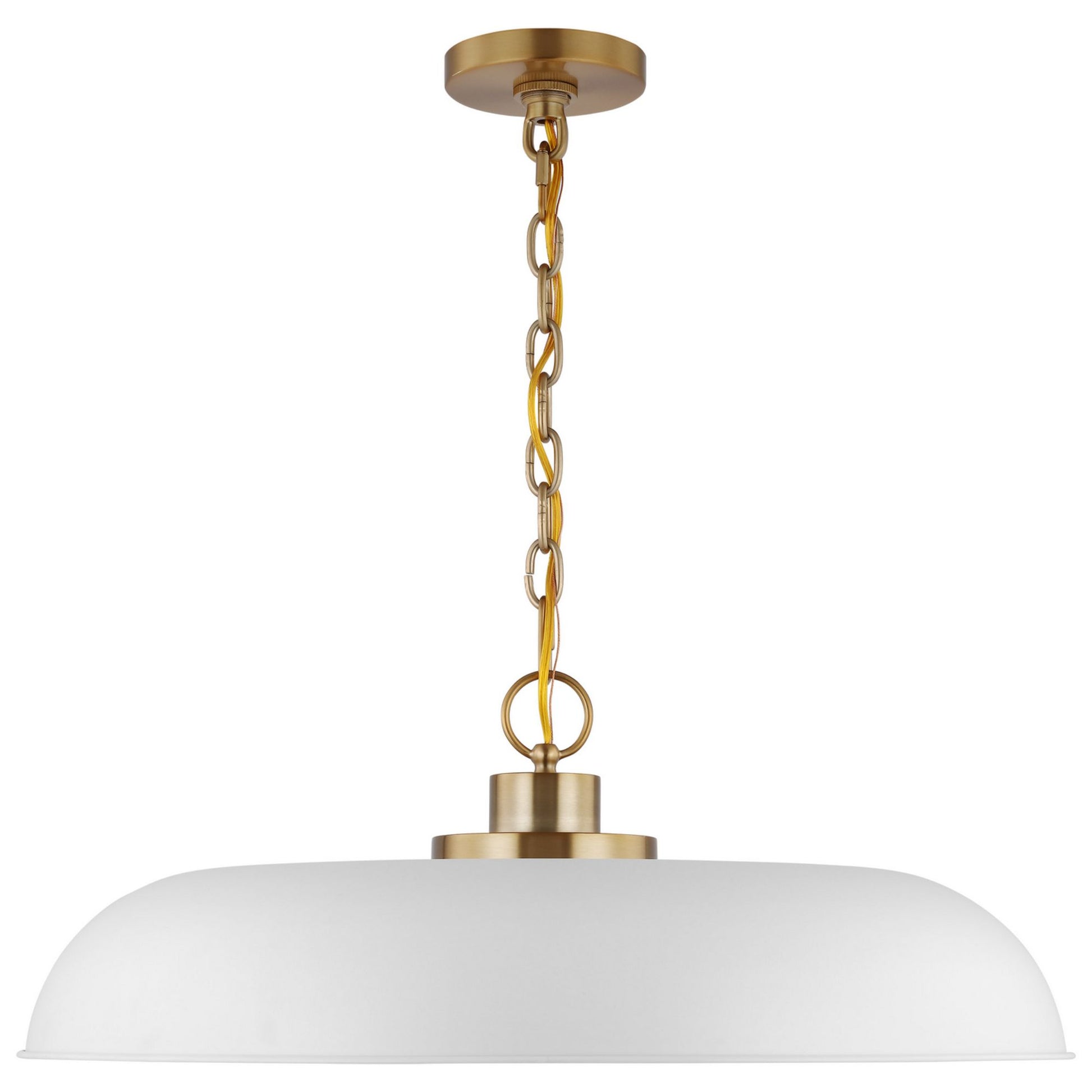 Colony 24" Pendant, Matte White / Burnished Brass Finish - Bees Lighting
