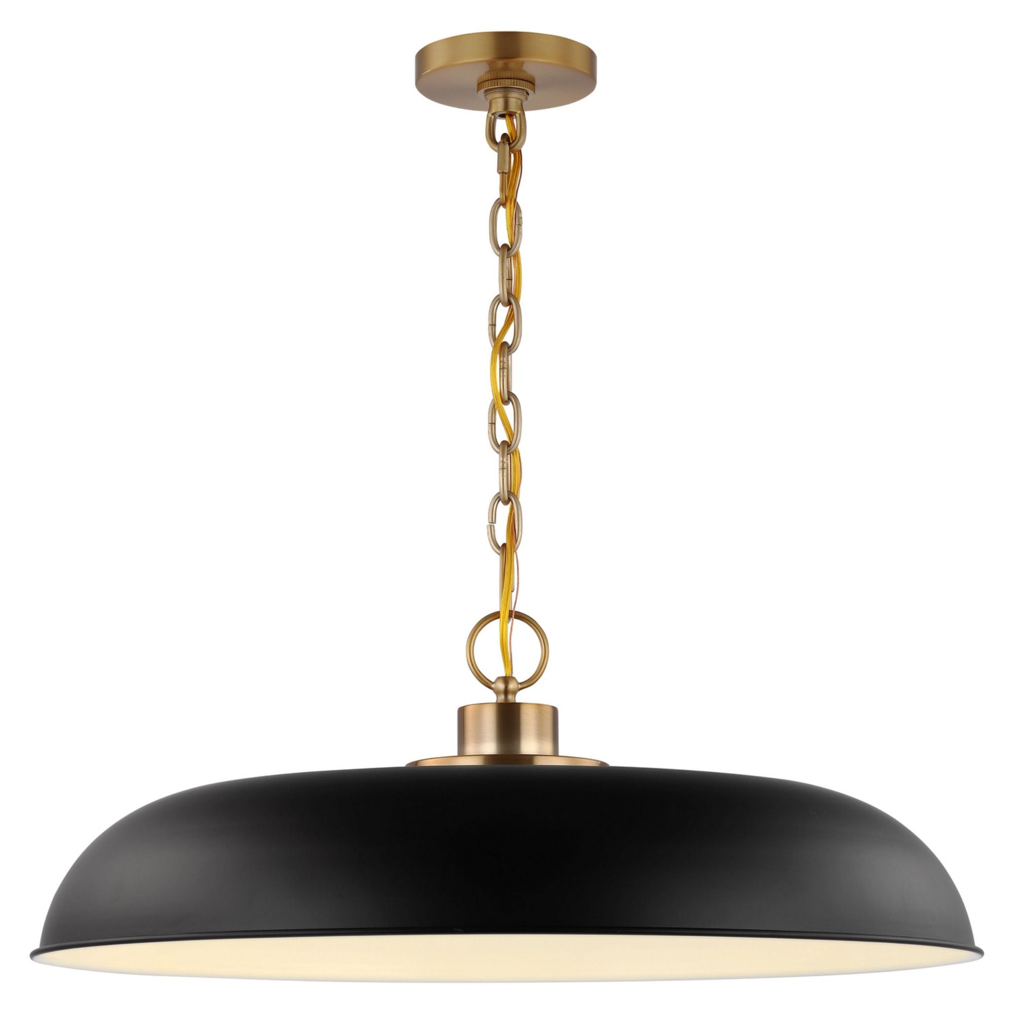 Colony 24" Pendant, Matte Black / Burnished Brass Finish