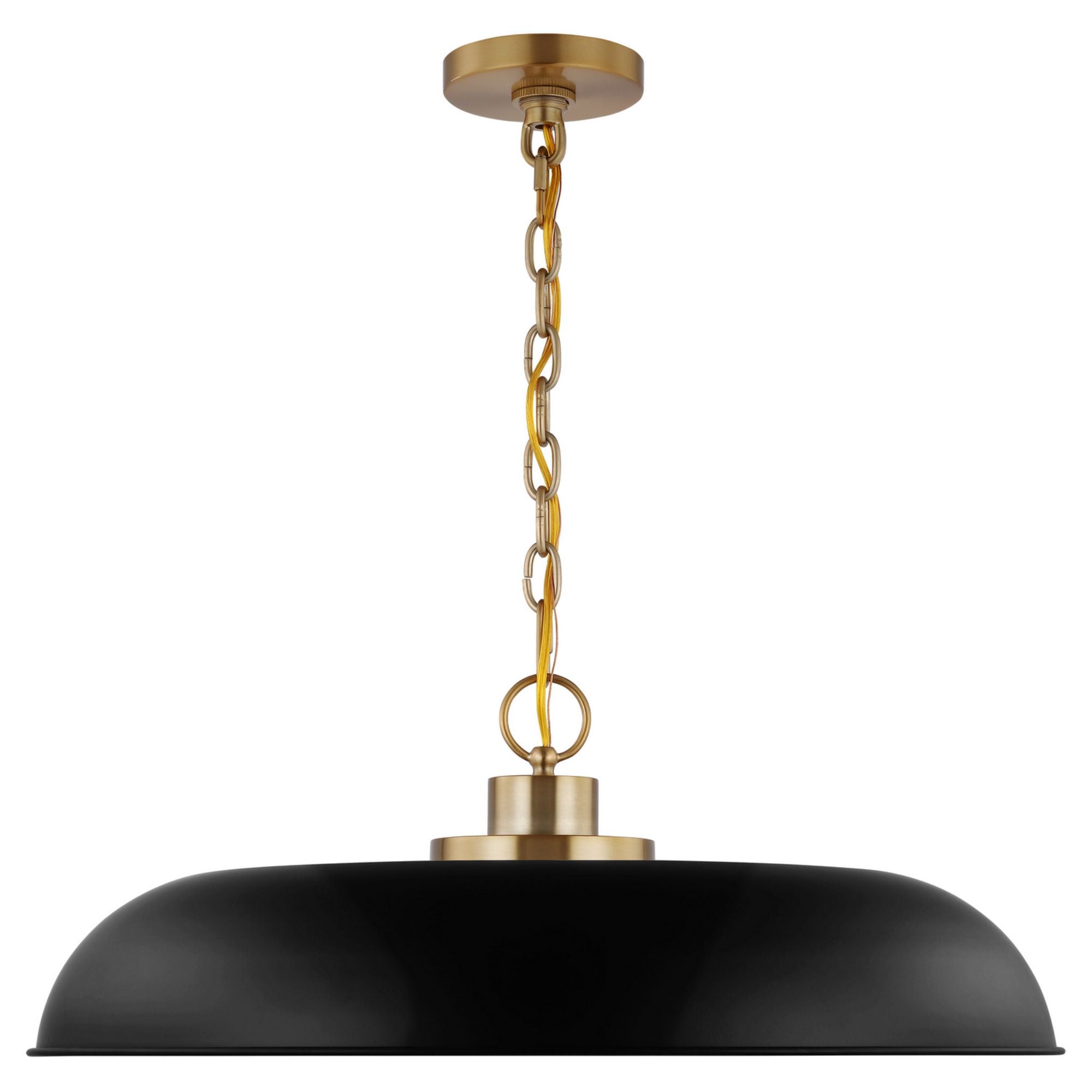 Colony 24" Pendant, Matte Black / Burnished Brass Finish