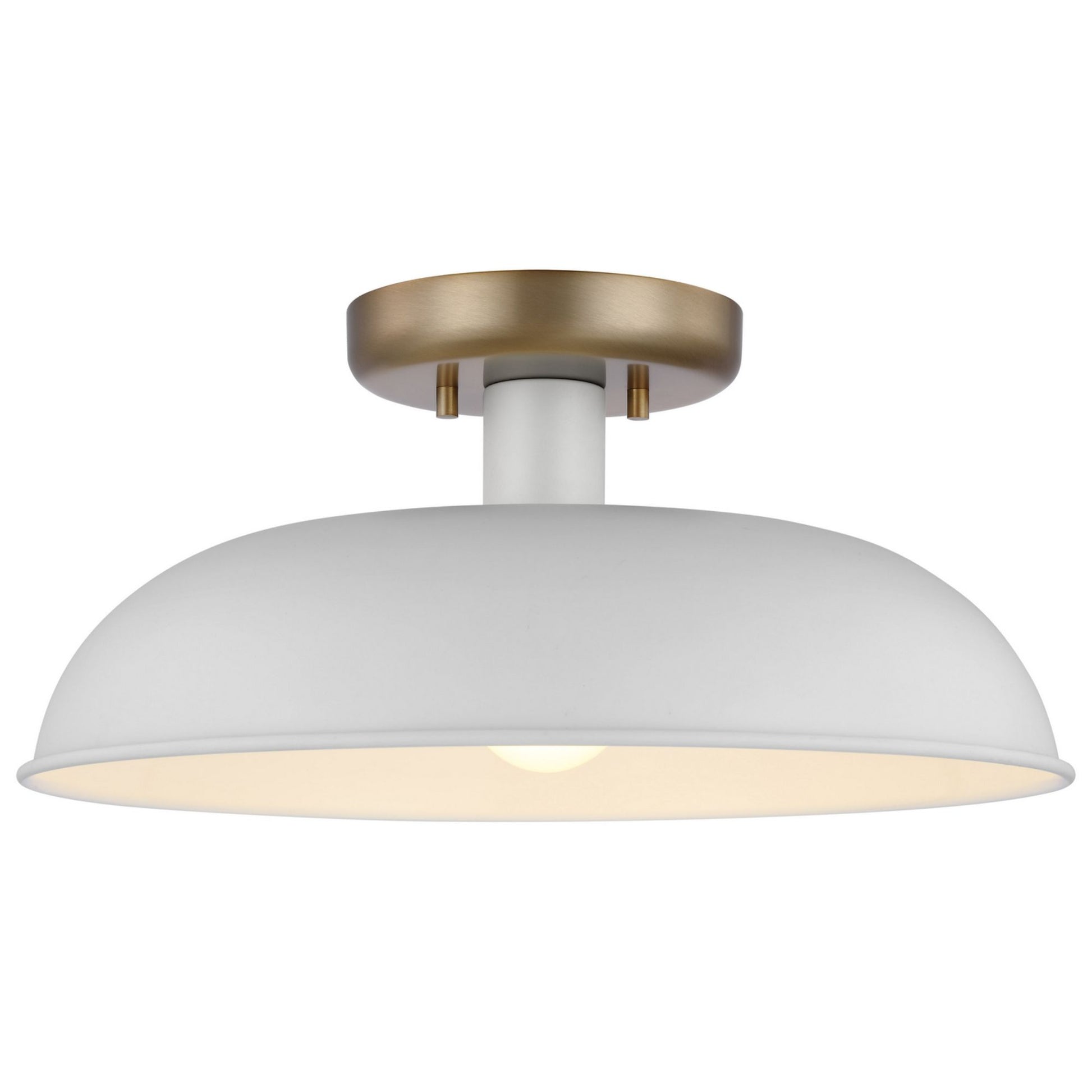 Colony 15" Flush Mount, Matte White / Burnished Brass Finish - Bees Lighting