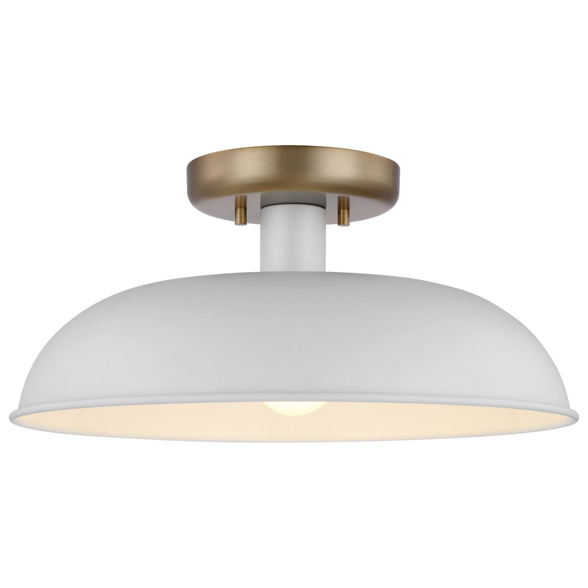 Colony 15" Flush Mount, Matte White / Burnished Brass Finish - Bees Lighting