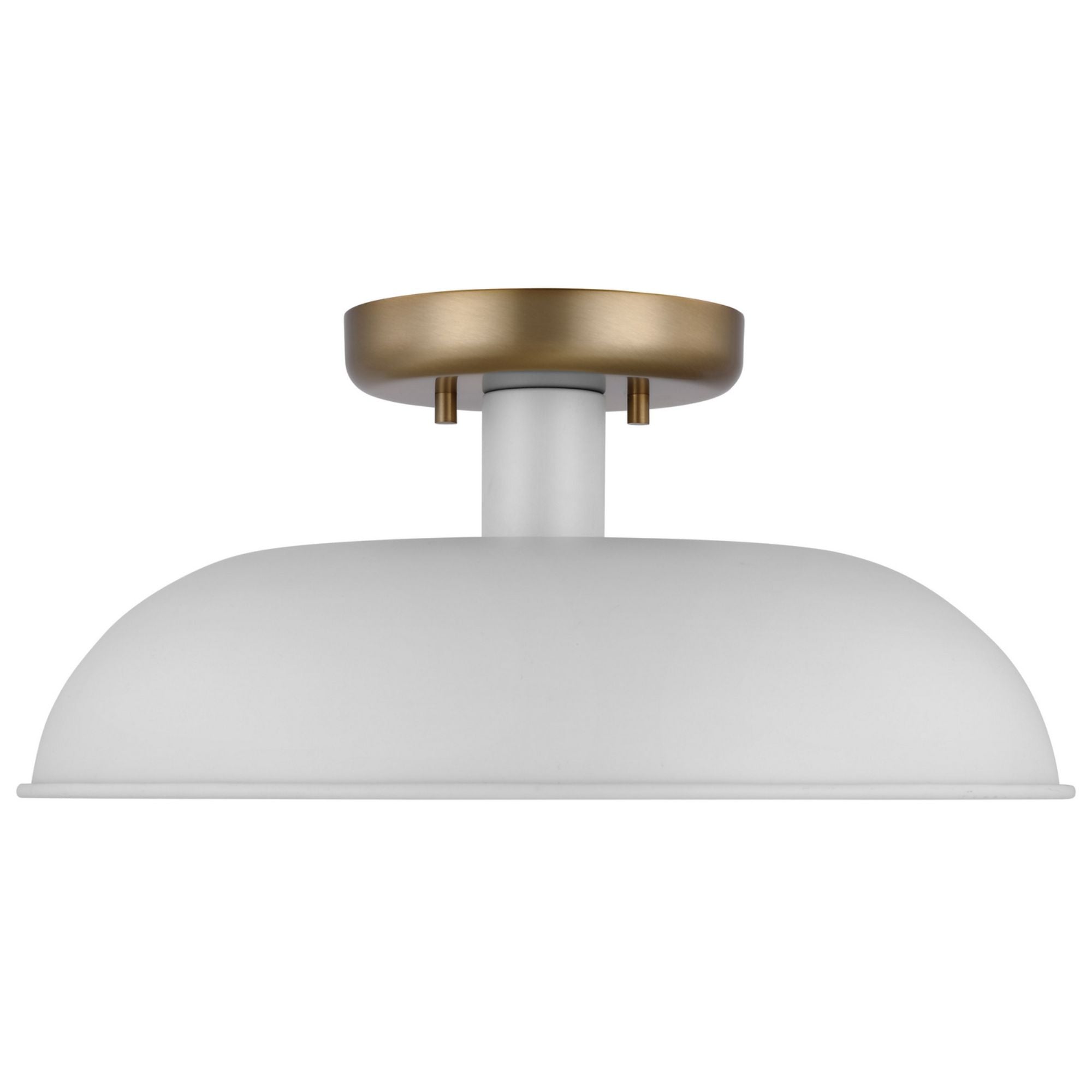 Colony 15" Flush Mount, Matte White / Burnished Brass Finish - Bees Lighting