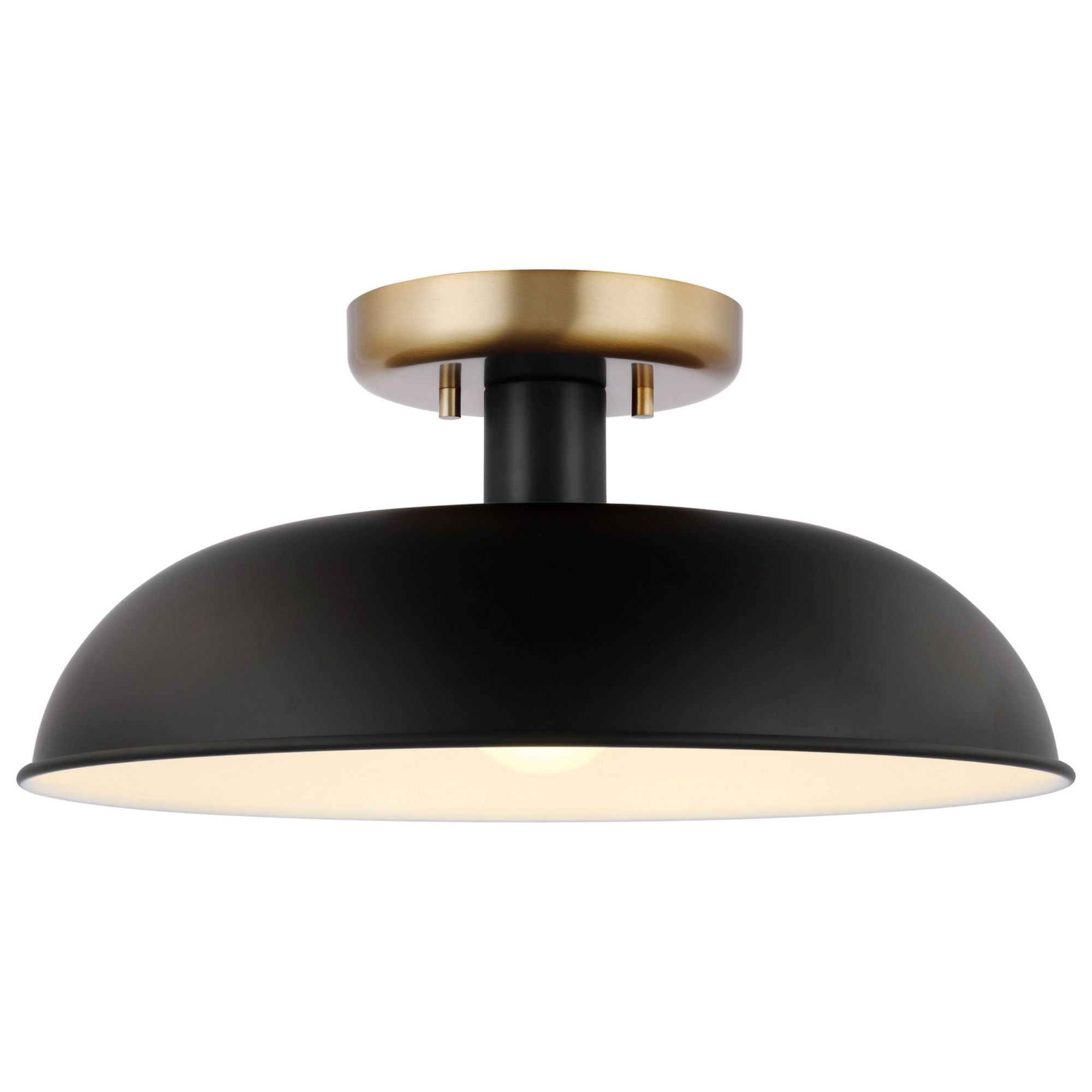 Colony 15" Flush Mount, Matte Black / Burnished Brass Finish - Bees Lighting