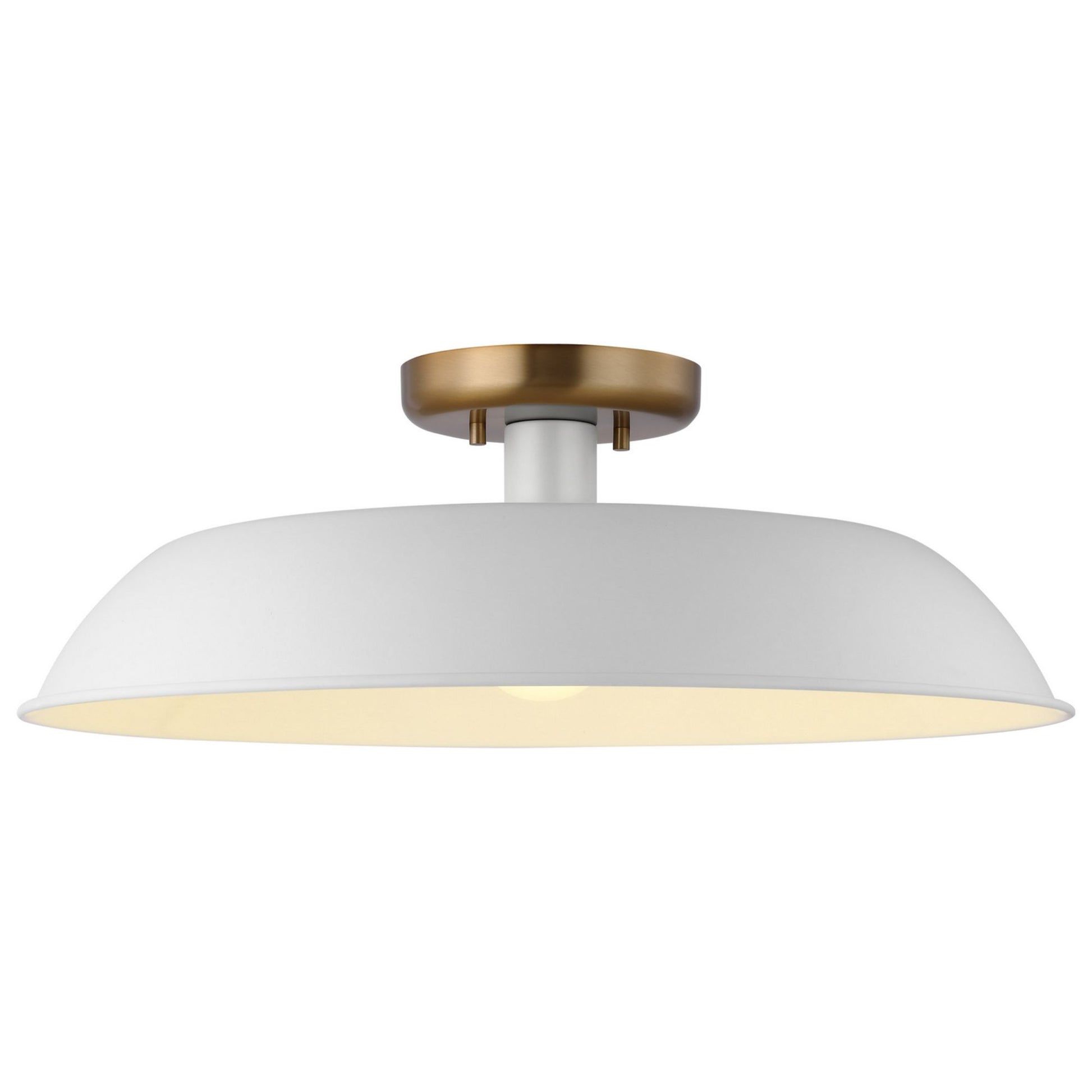 Colony 20" Flush Mount, Matte White / Burnished Brass Finish - Bees Lighting