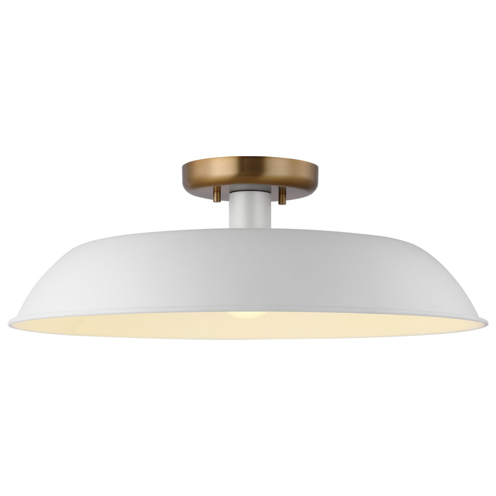 Colony 20" Flush Mount, Matte White / Burnished Brass Finish - Bees Lighting