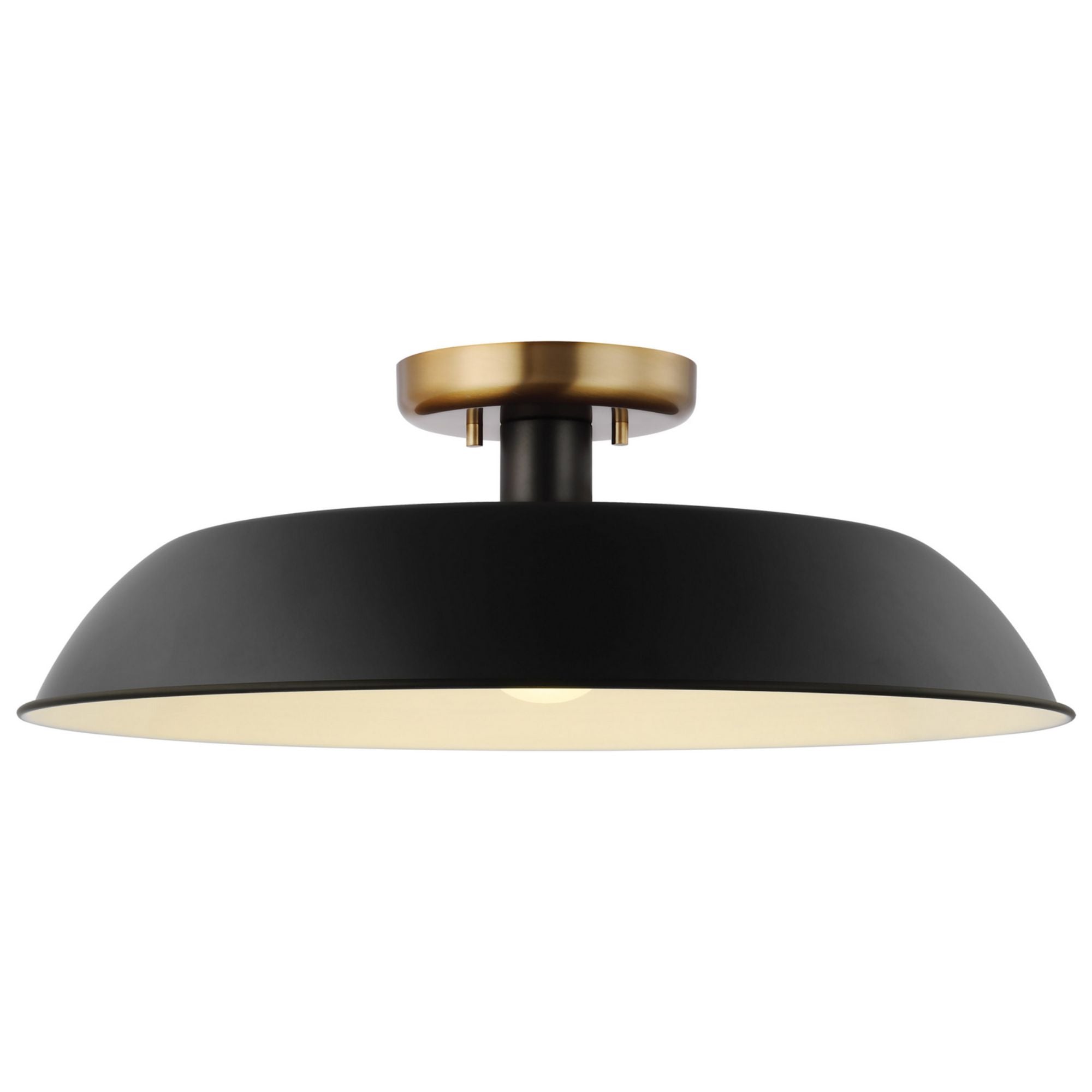 Colony 20" Flush Mount, Matte Black / Burnished Brass Finish - Bees Lighting