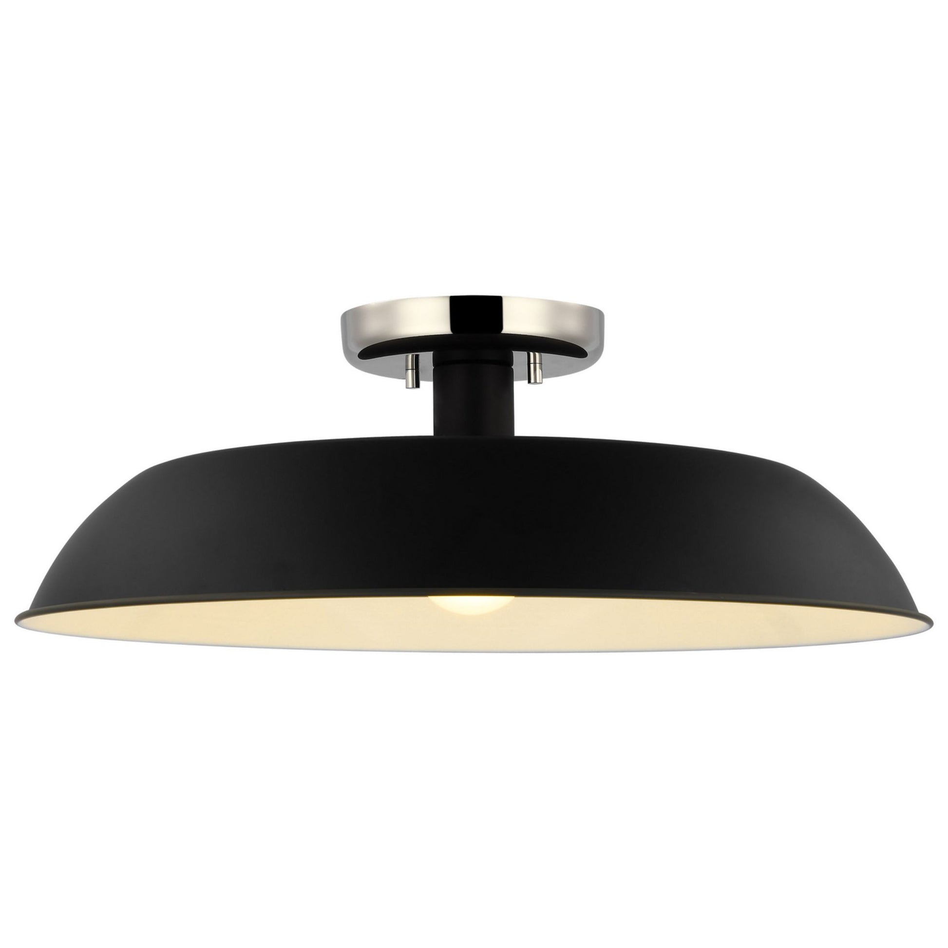 Colony 20" Flush Mount, Matte Black / Polished Nickel Finish - Bees Lighting