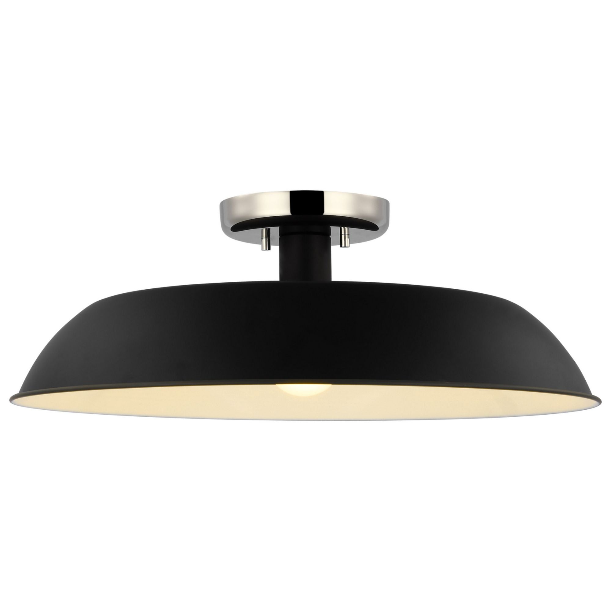 Colony 20" Flush Mount, Matte Black / Polished Nickel Finish - Bees Lighting