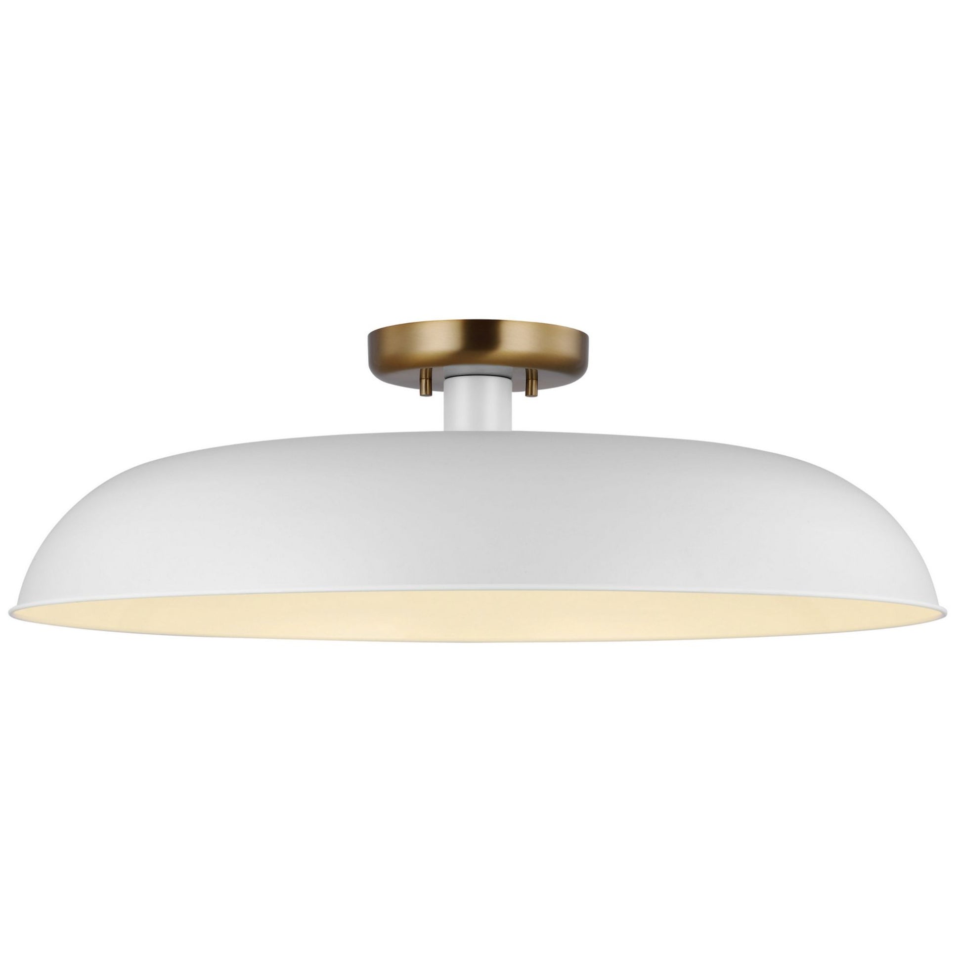 Colony 24" Flush Mount, Matte White / Burnished Brass Finish - Bees Lighting