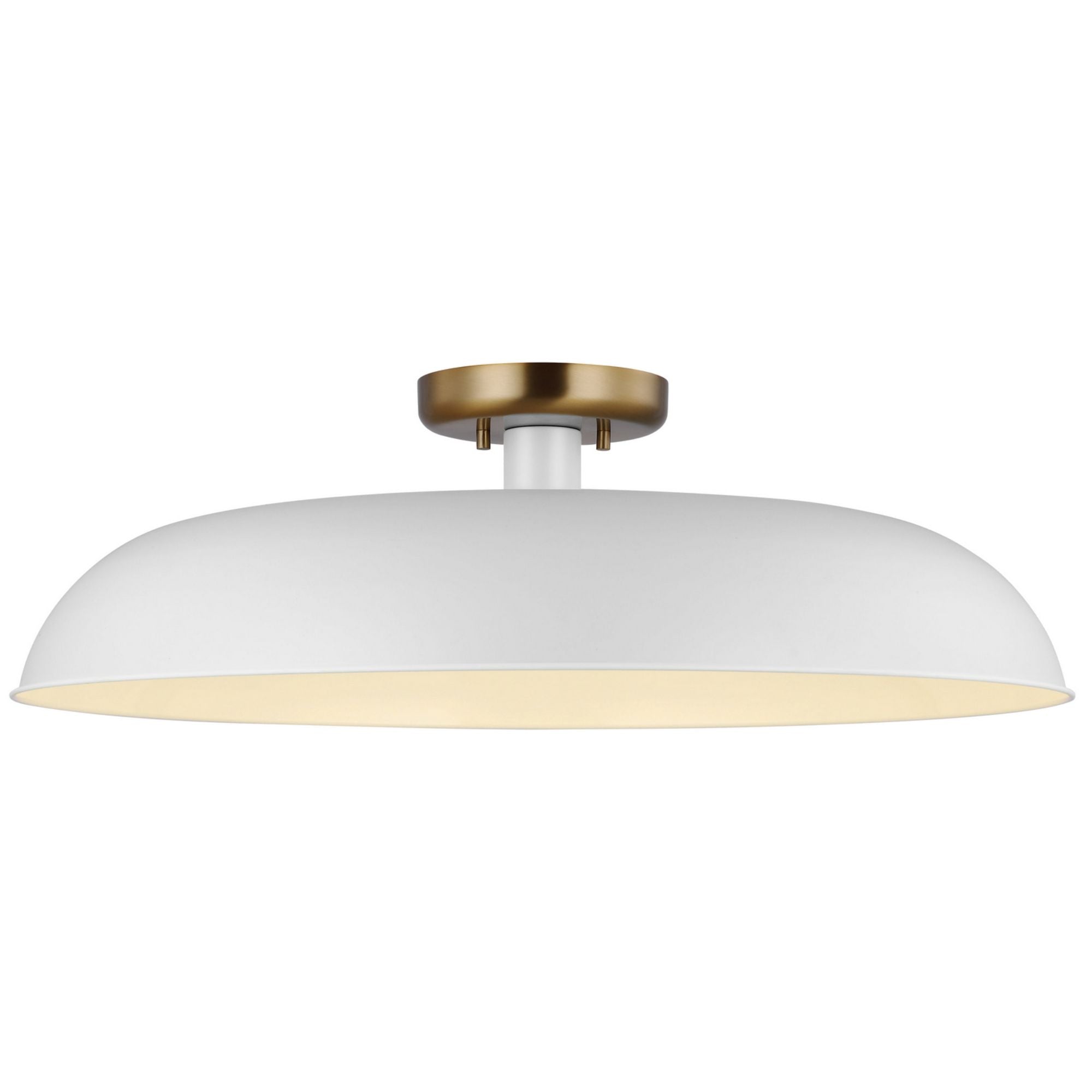Colony 24" Flush Mount, Matte White / Burnished Brass Finish - Bees Lighting