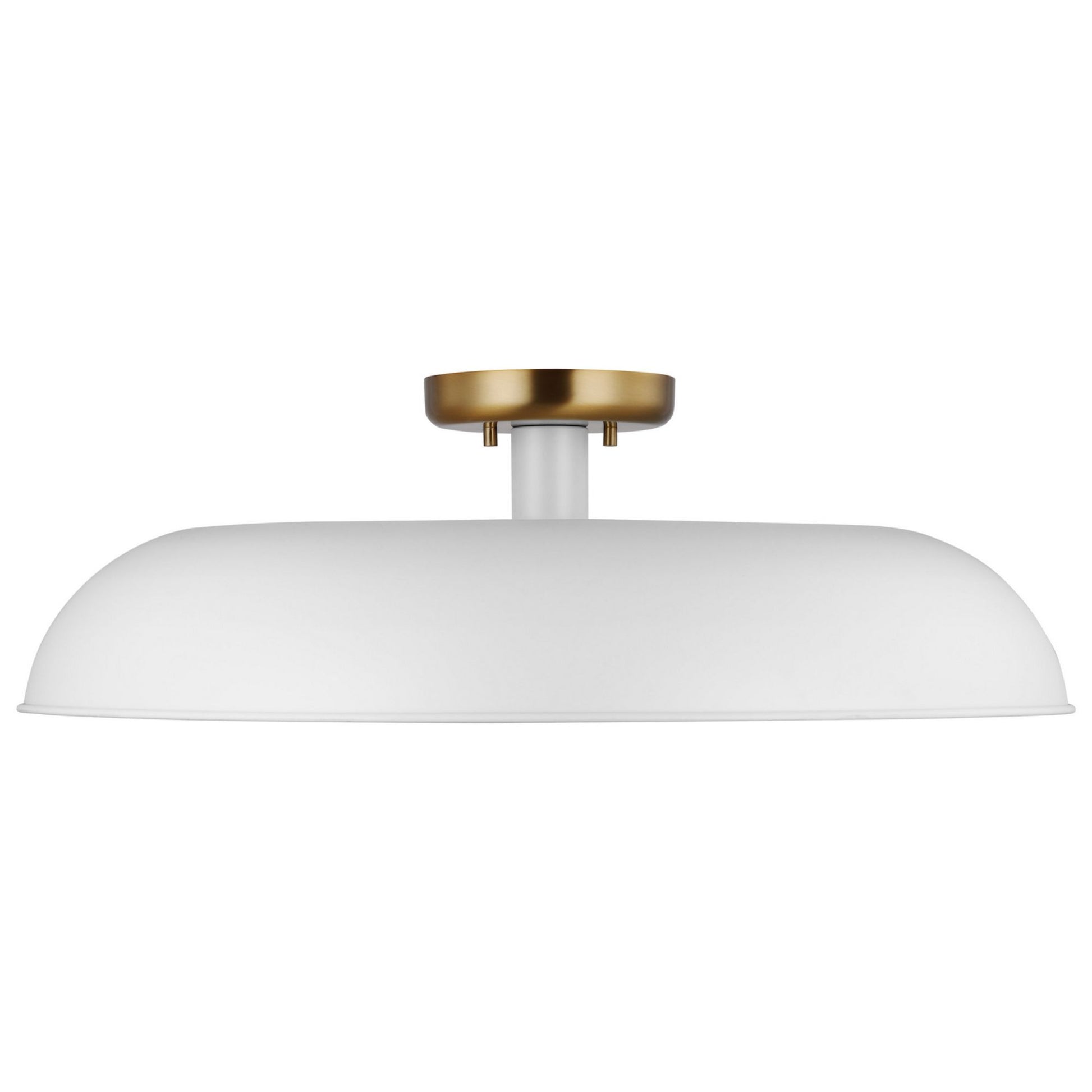 Colony 24" Flush Mount, Matte White / Burnished Brass Finish - Bees Lighting