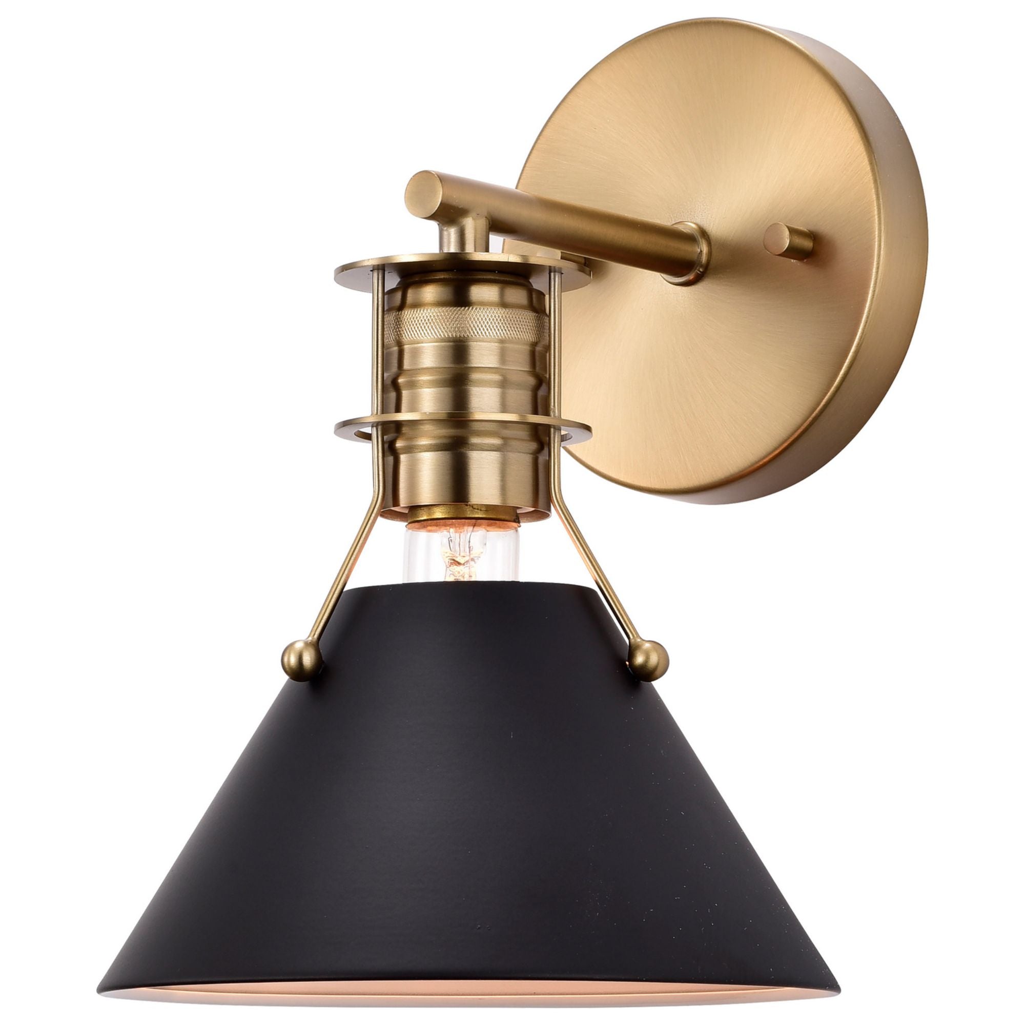 Outpost 10" Wall Sconce, Matte Black / Burnished Brass Finish - Bees Lighting