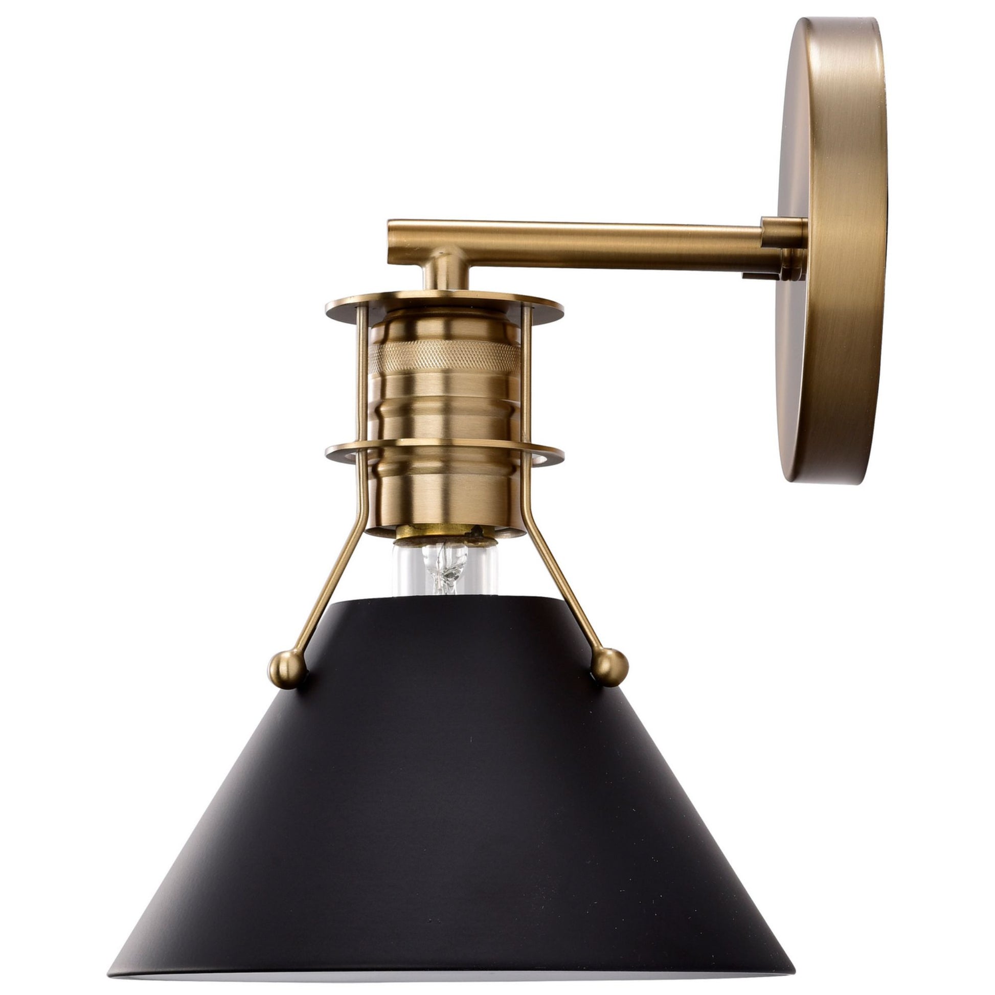 Outpost 10" Wall Sconce, Matte Black / Burnished Brass Finish - Bees Lighting