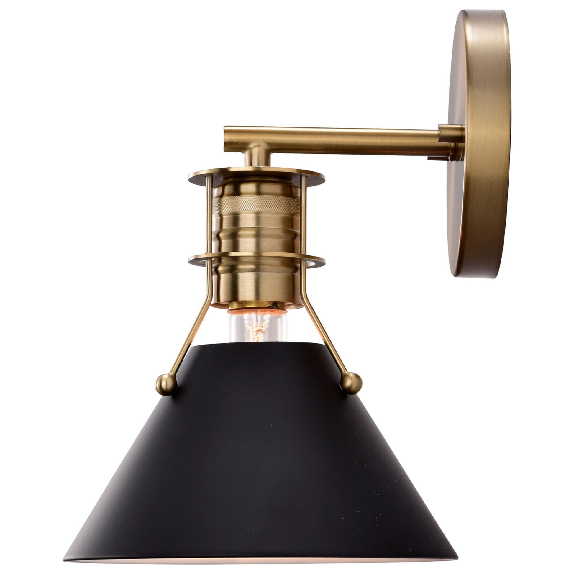 Outpost 10" Wall Sconce, Matte Black / Burnished Brass Finish - Bees Lighting