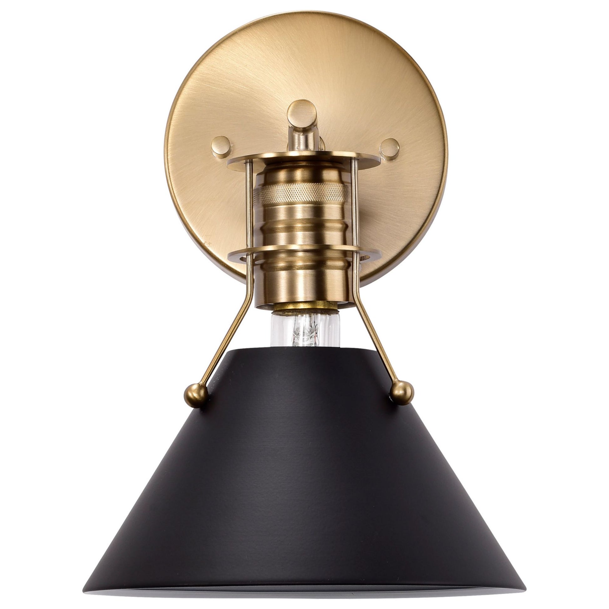 Outpost 10" Wall Sconce, Matte Black / Burnished Brass Finish - Bees Lighting