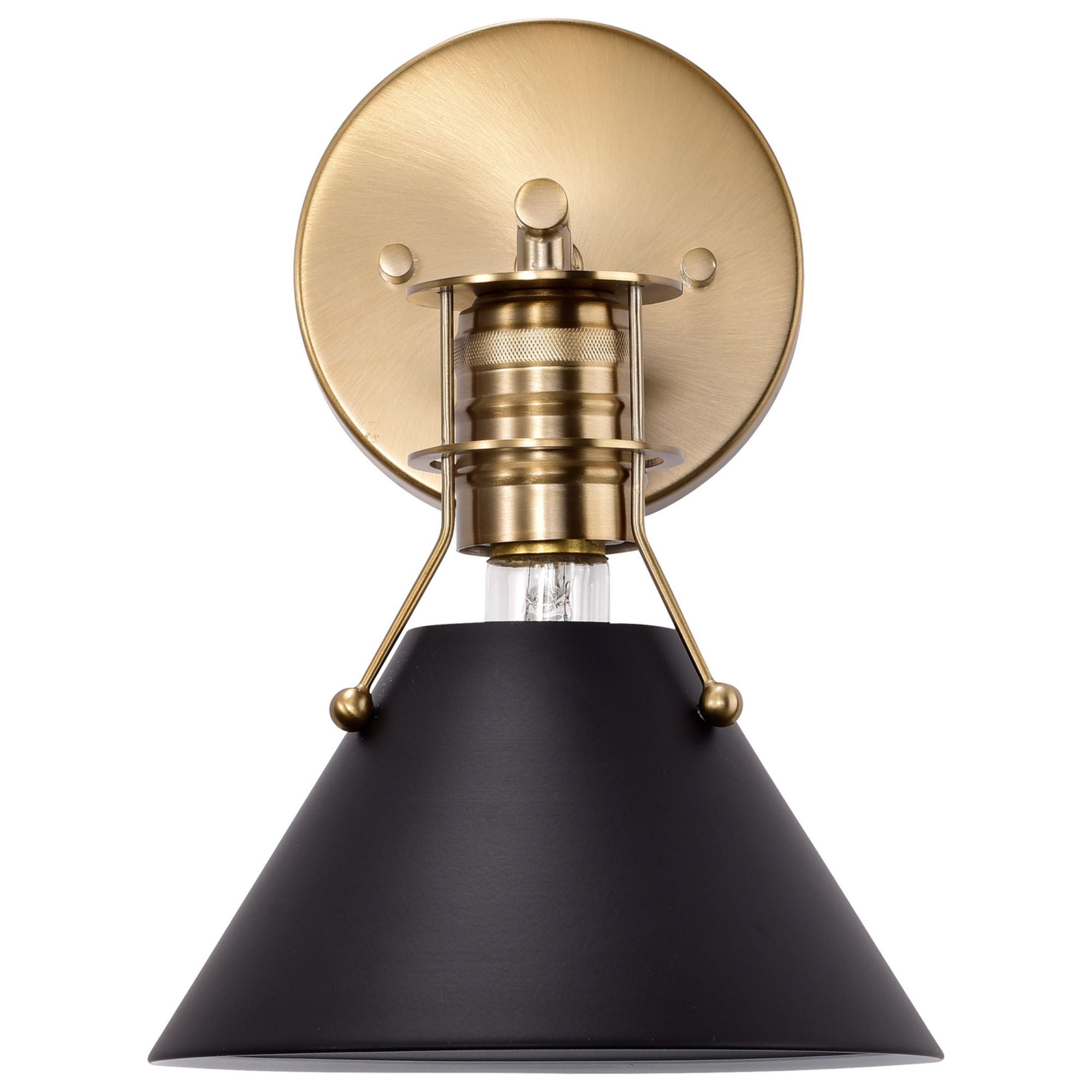 Outpost 10" Wall Sconce, Matte Black / Burnished Brass Finish - Bees Lighting