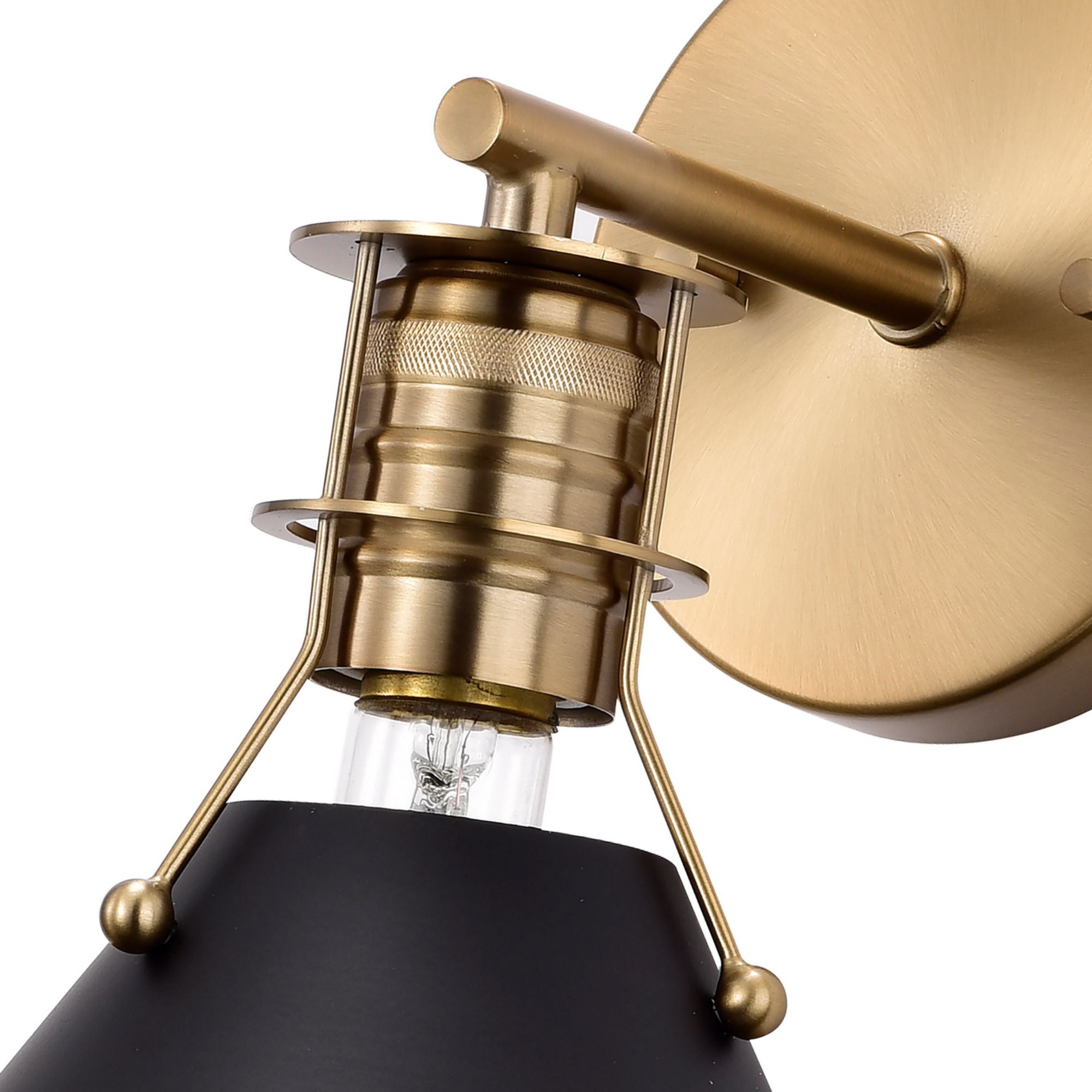 Outpost 10" Wall Sconce, Matte Black / Burnished Brass Finish - Bees Lighting