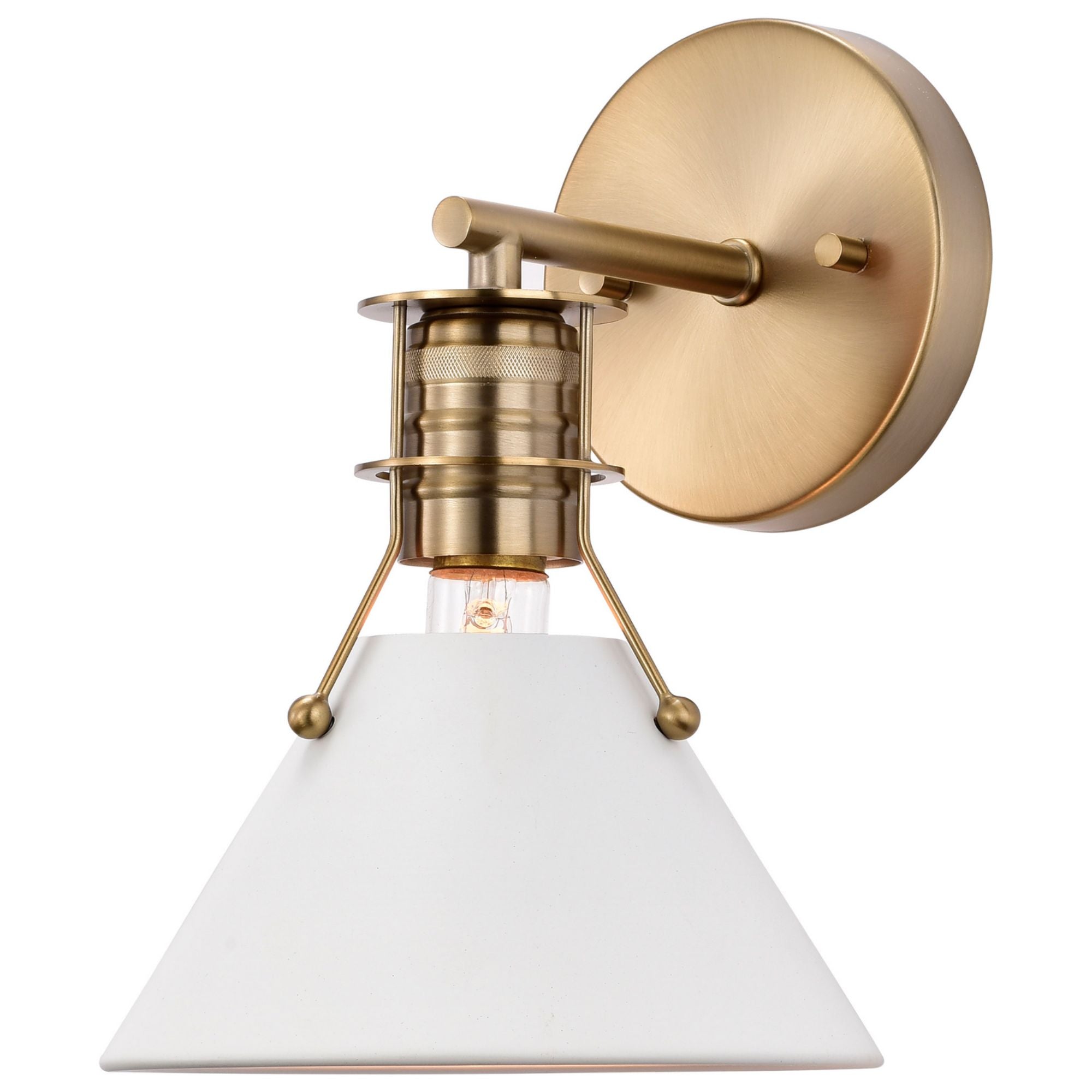 Outpost 10" Wall Sconce, Matte White / Burnished Brass Finish - Bees Lighting