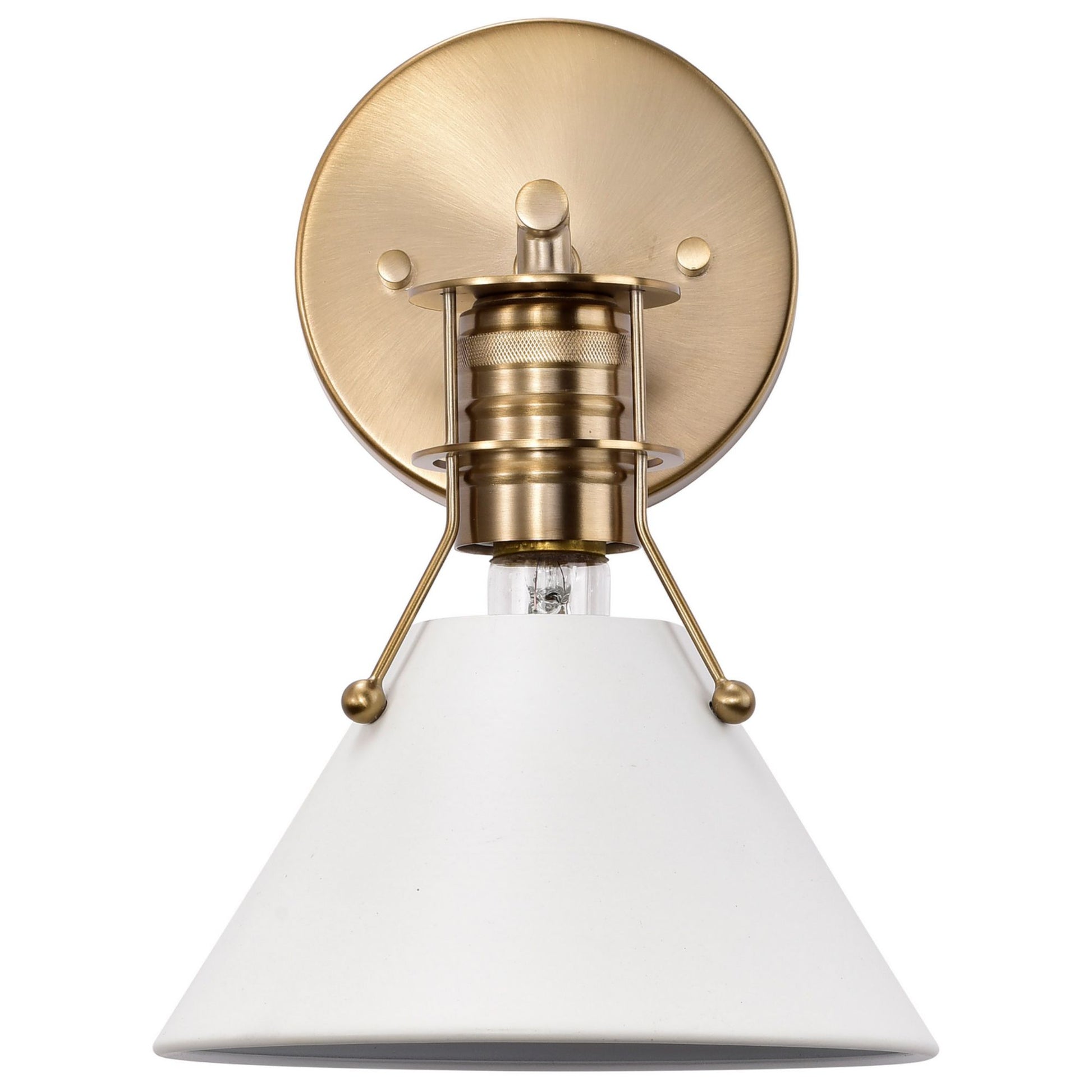 Outpost 10" Wall Sconce, Matte White / Burnished Brass Finish - Bees Lighting