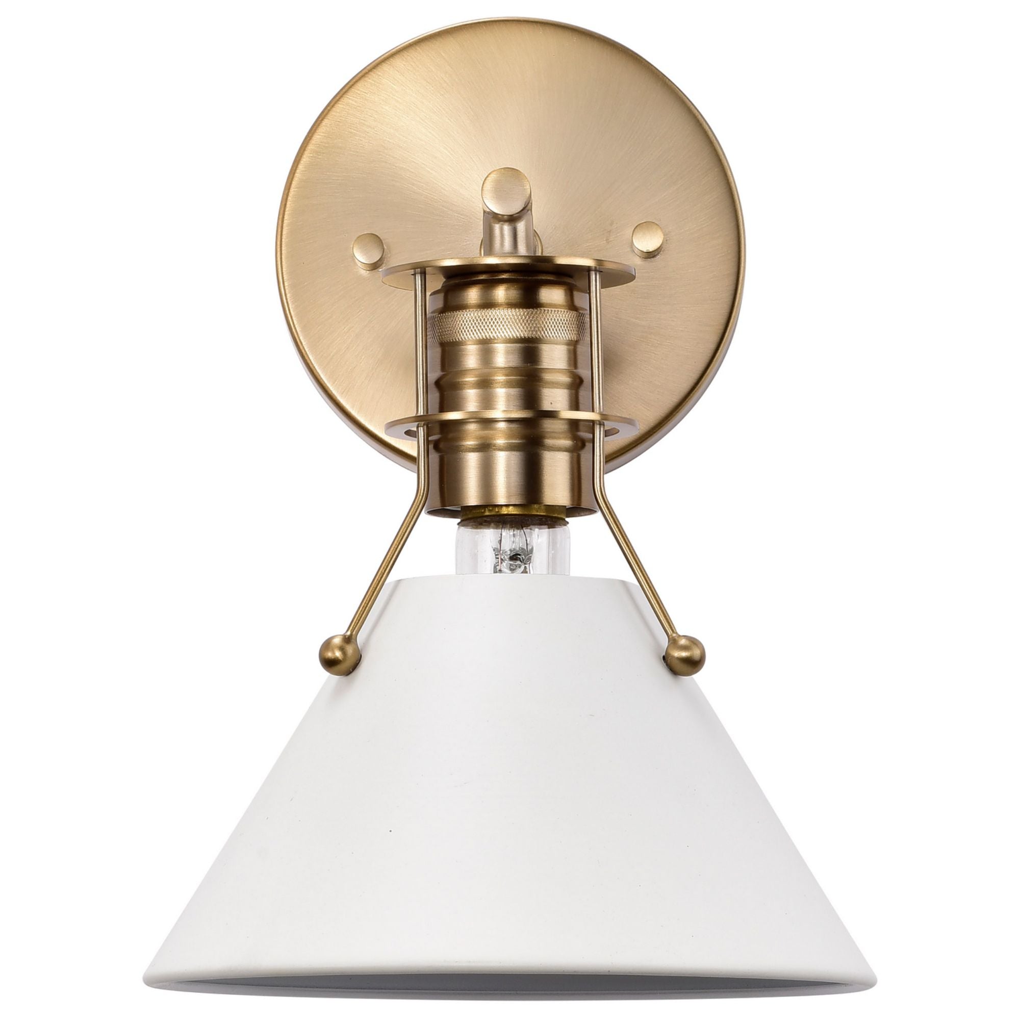 Outpost 10" Wall Sconce, Matte White / Burnished Brass Finish - Bees Lighting