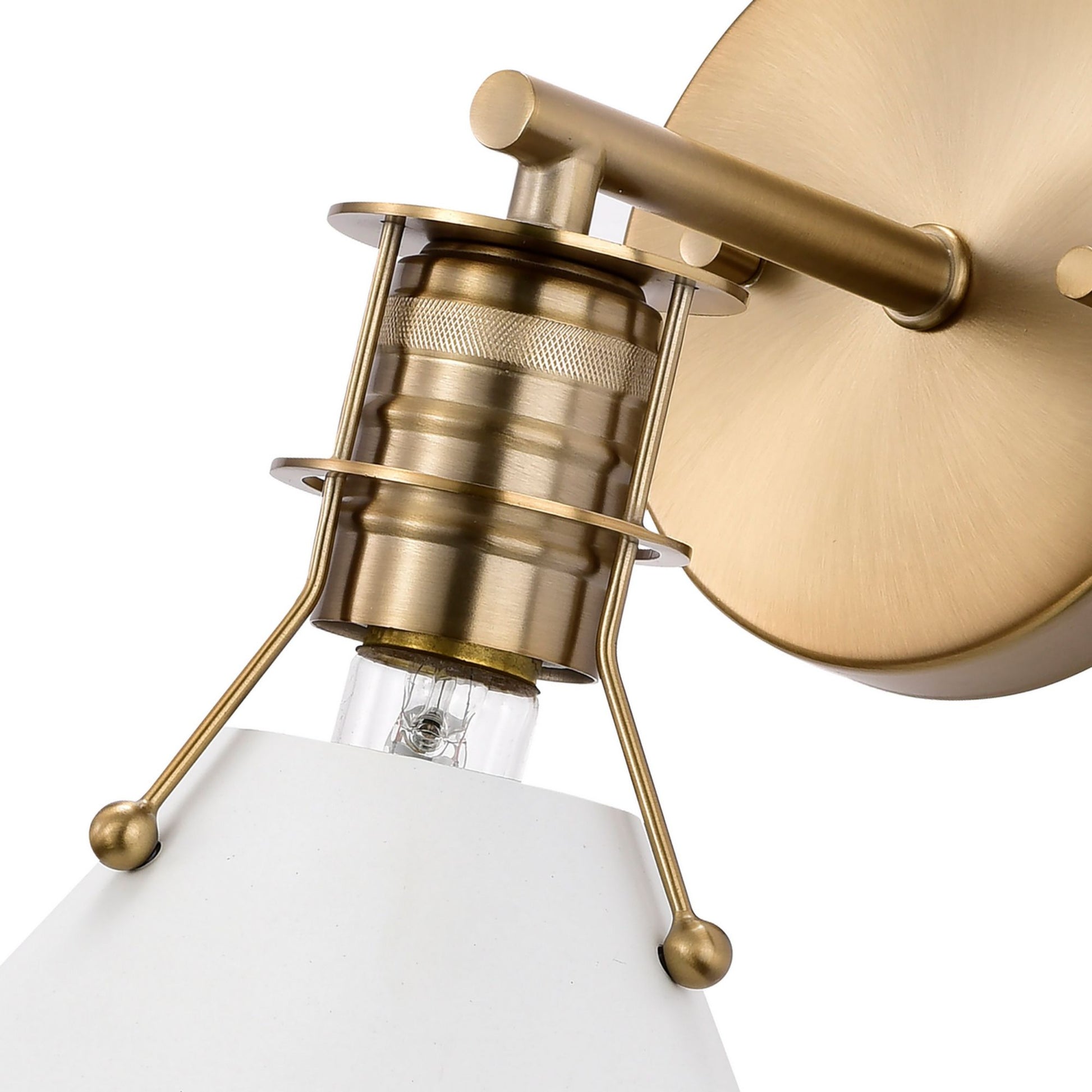 Outpost 10" Wall Sconce, Matte White / Burnished Brass Finish - Bees Lighting