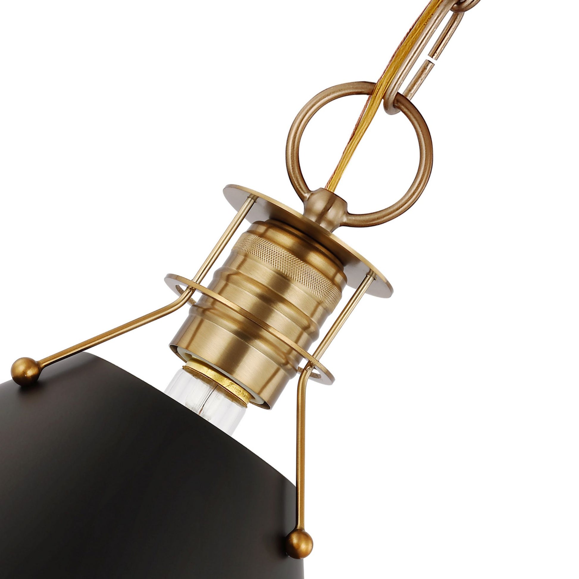 Outpost 10" Pendant, Matte Black / Burnished Brass Finish - Bees Lighting