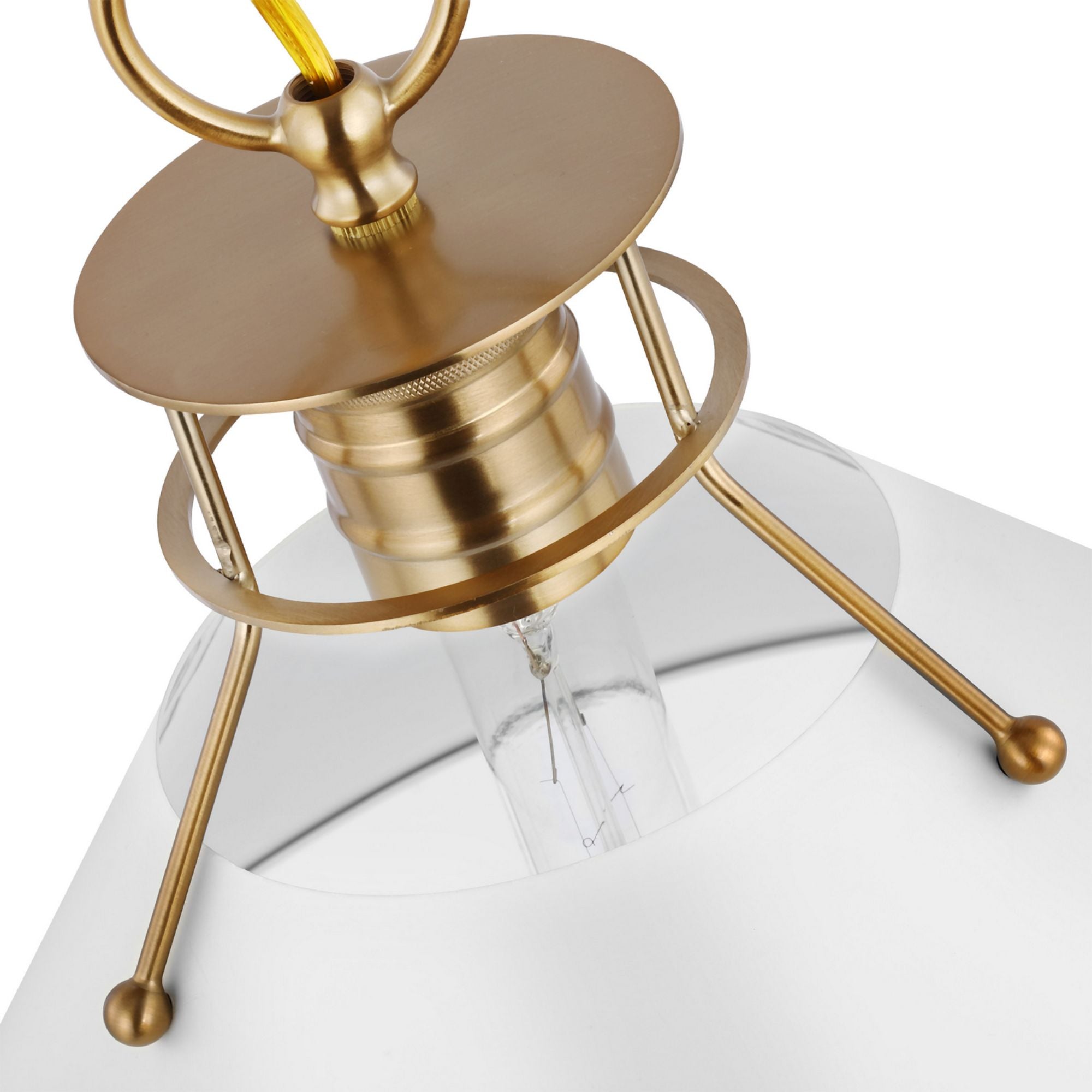 Outpost 10" Pendant, Matte White / Burnished Brass Finish - Bees Lighting