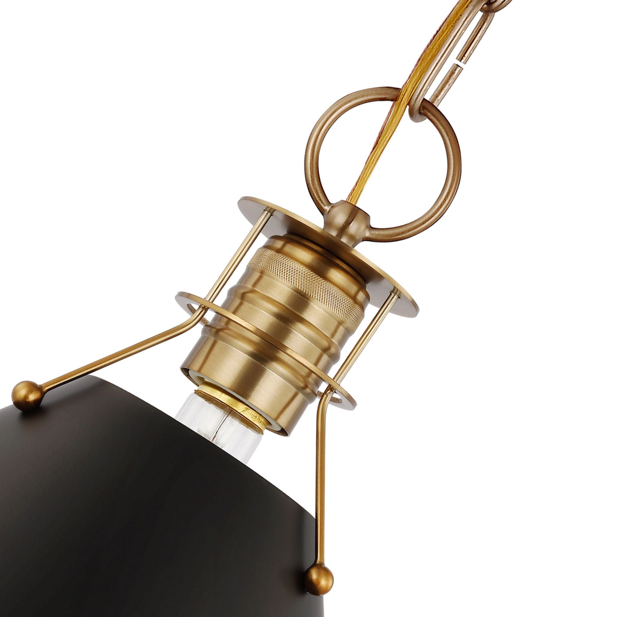 Outpost 13" Pendant, Matte Black / Burnished Brass Finish