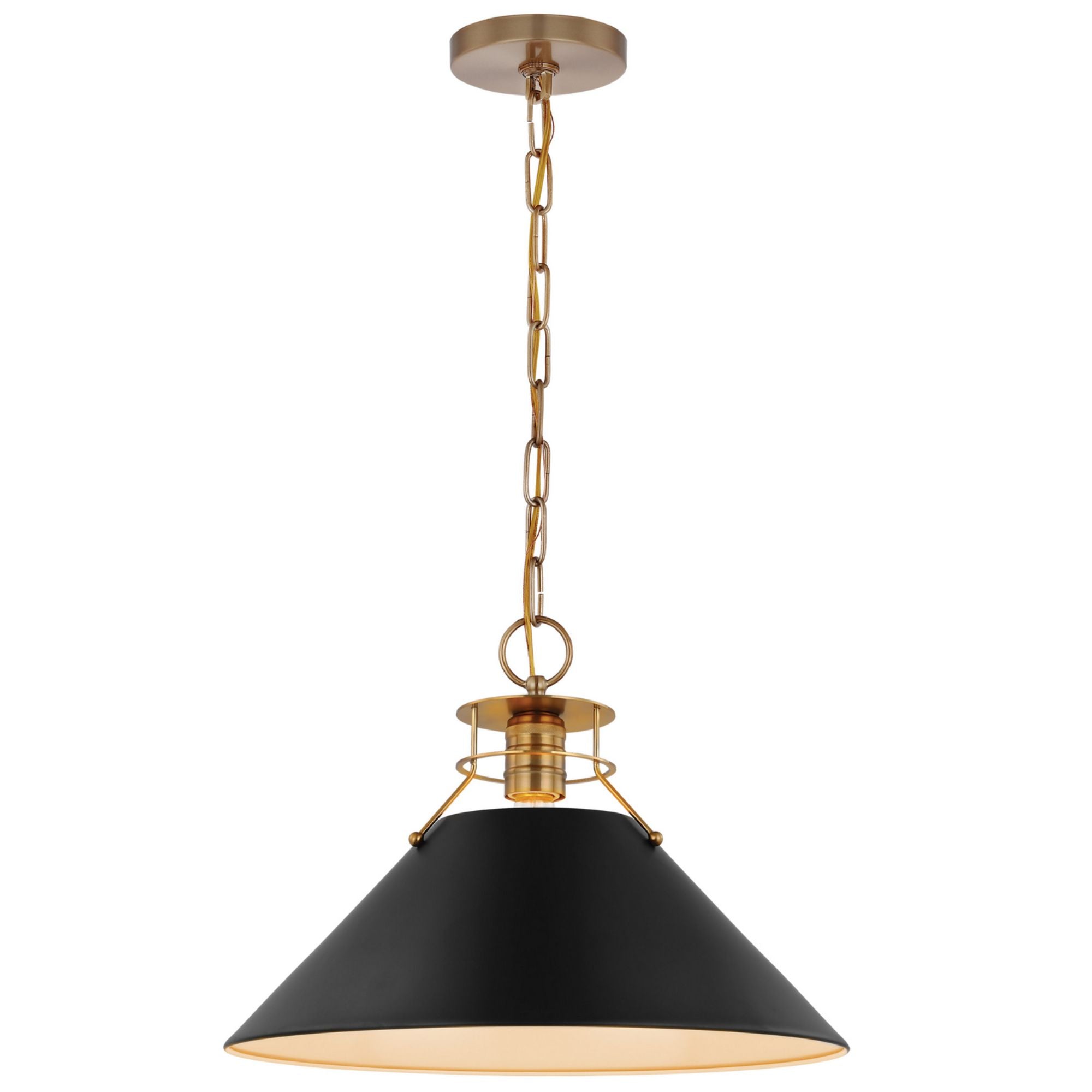 Outpost 17" Pendant, Matte Black / Burnished Brass Finish - Bees Lighting