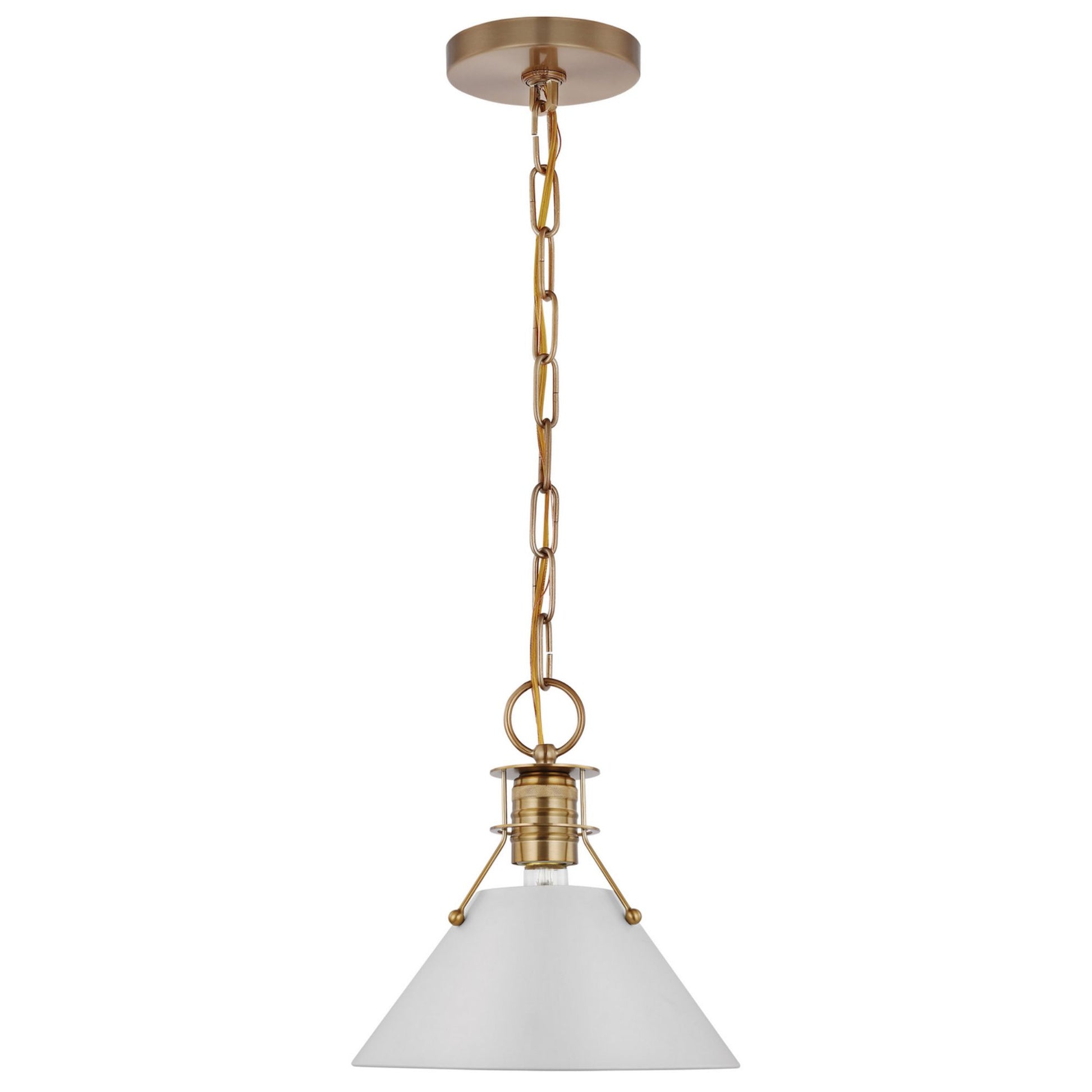 Outpost 17" Pendant, Matte White / Burnished Brass Finish - Bees Lighting