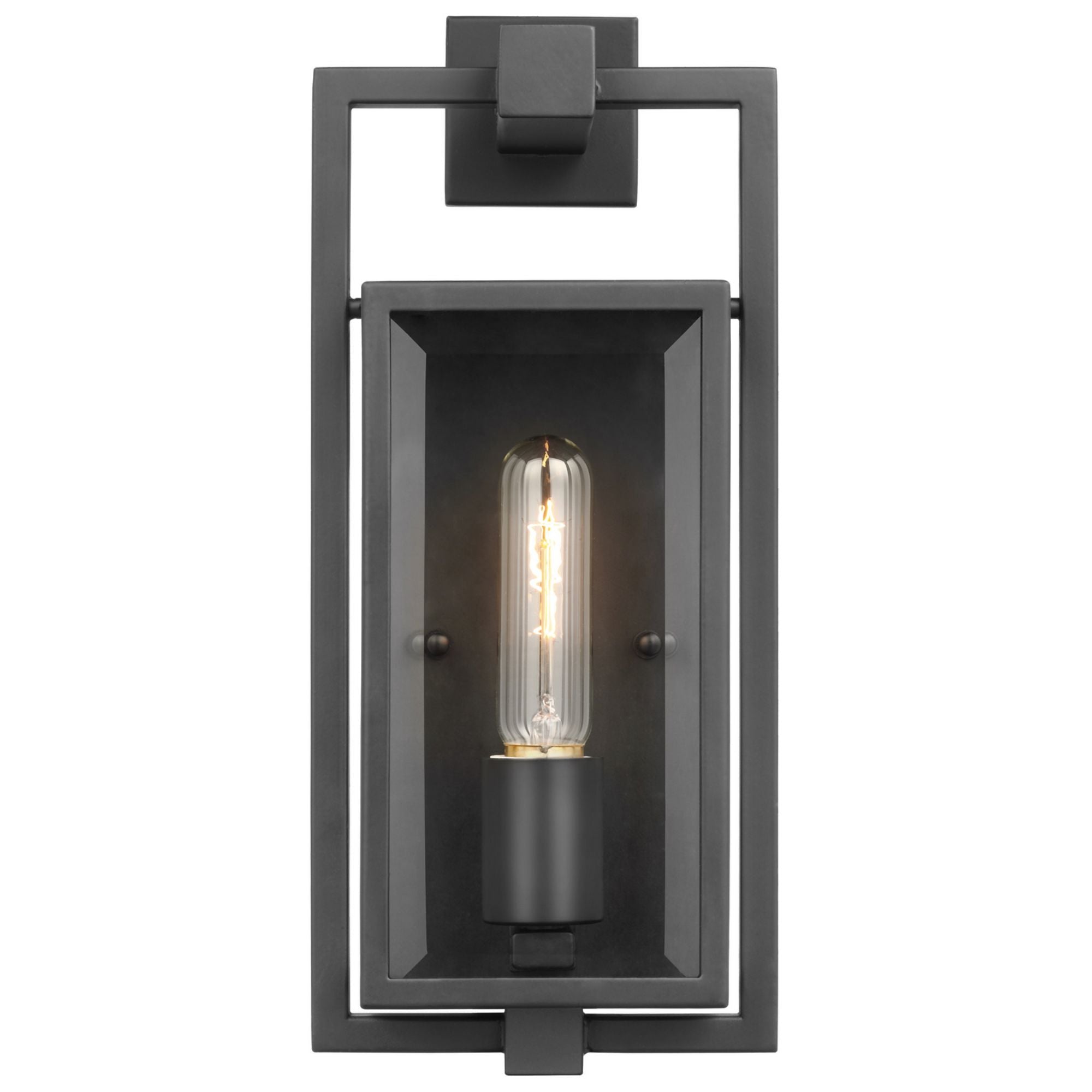 Exhibit 14" Wall Lantern, Matte Black Finish - Bees Lighting