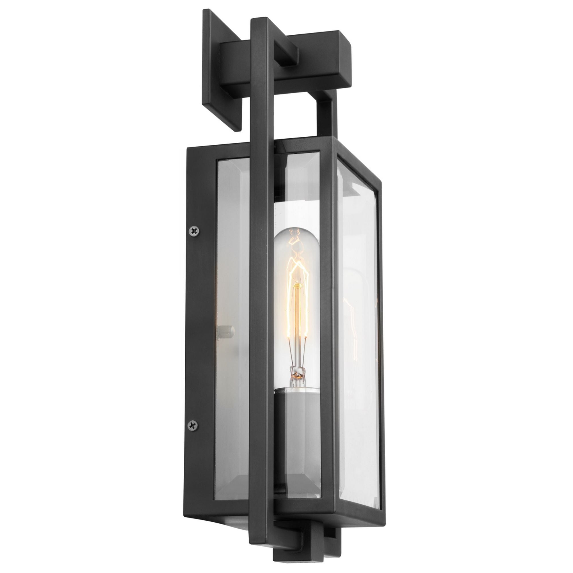 Exhibit 14" Wall Lantern, Matte Black Finish - Bees Lighting