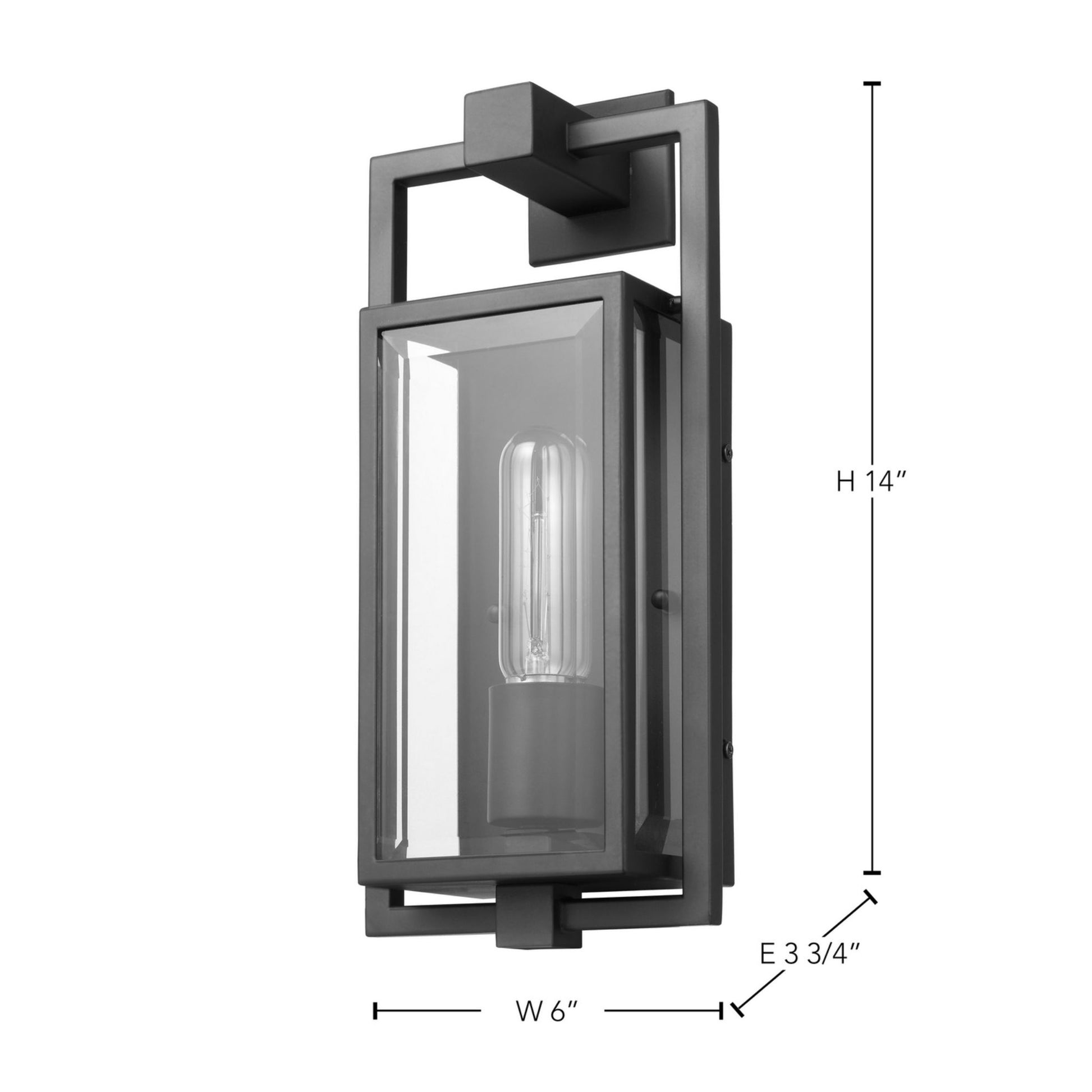 Exhibit 14" Wall Lantern, Matte Black Finish - Bees Lighting