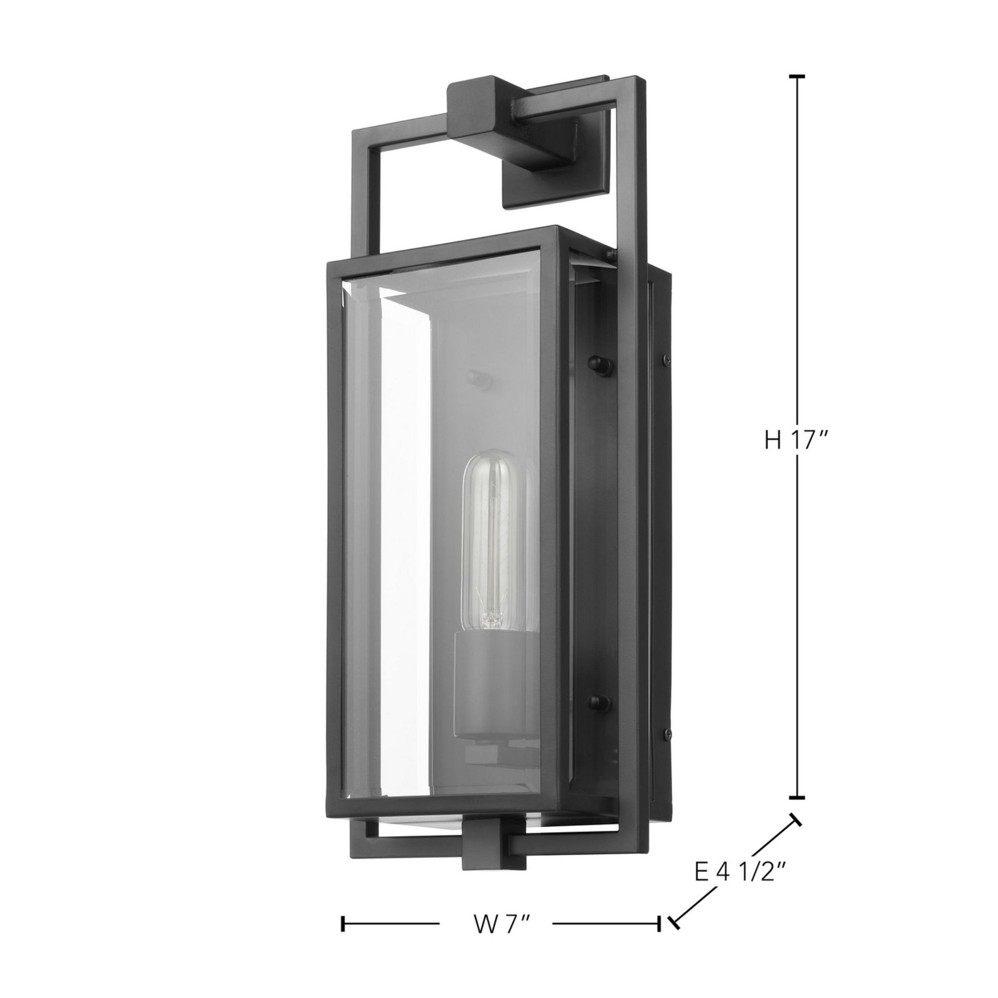 Exhibit 17" Wall Lantern, Matte Black Finish - Bees Lighting