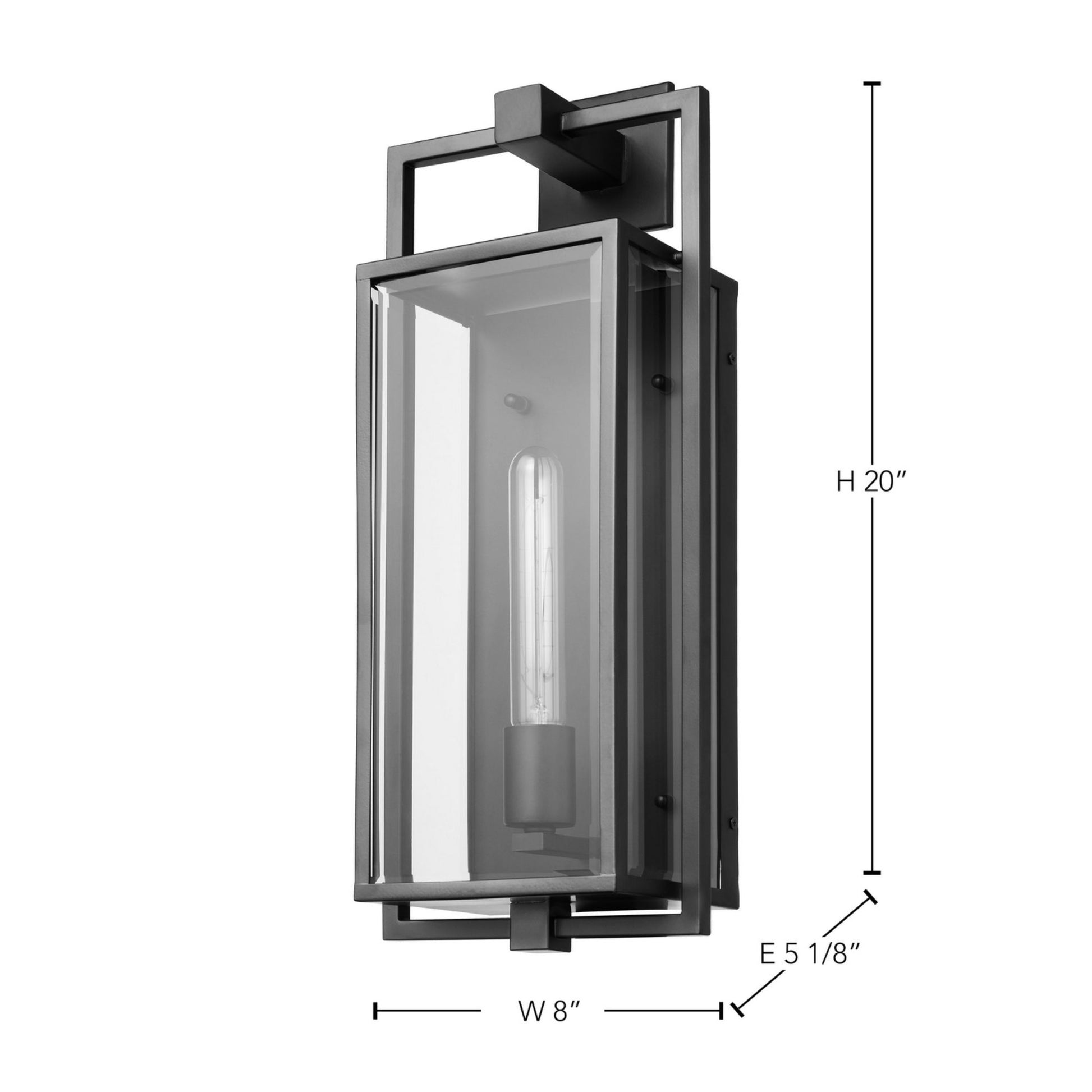 Exhibit 20" Wall Lantern, Matte Black Finish - Bees Lighting
