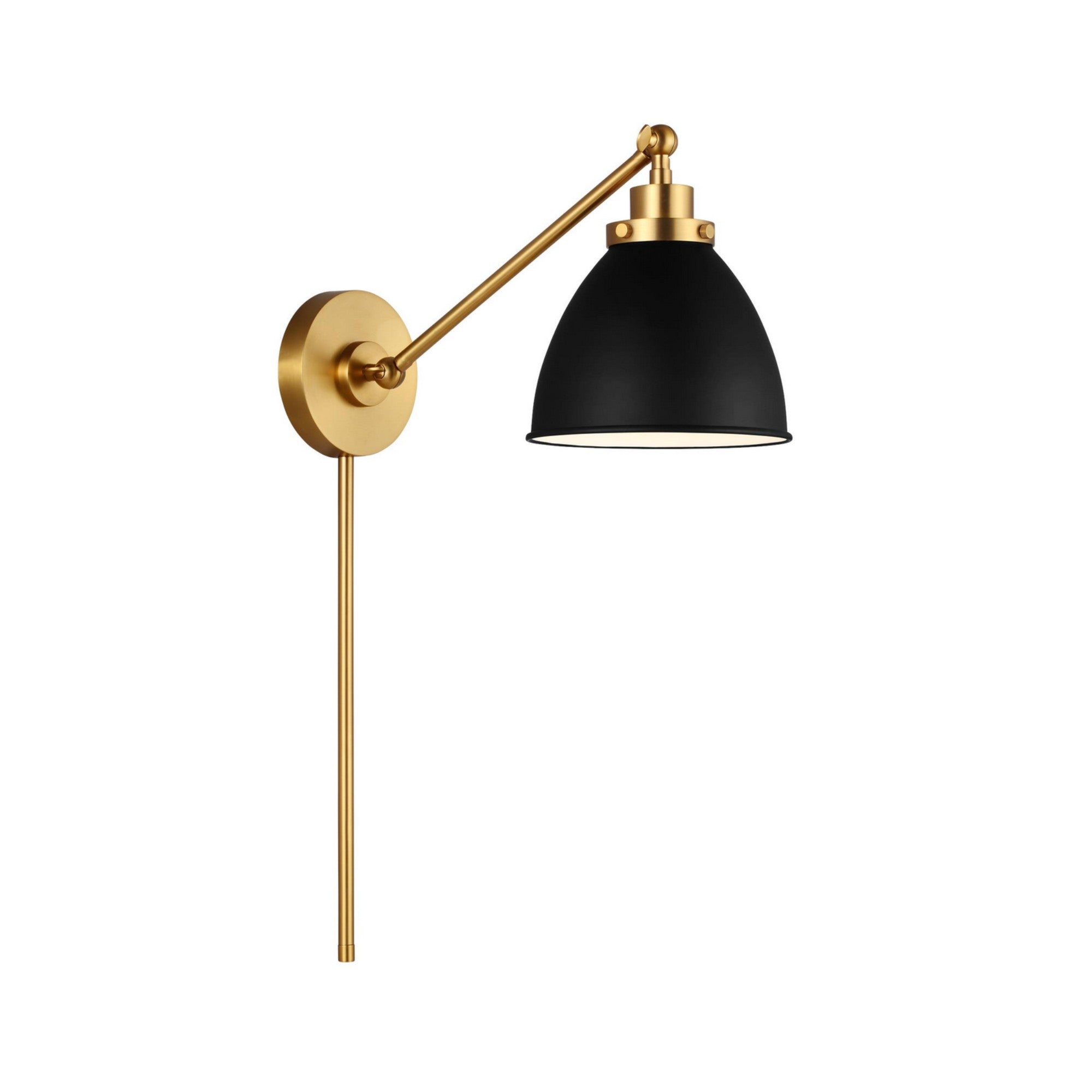 Wellfleet Single Arm Dome Task Sconce, Midnight Black & Burnished Brass Finish - Bees Lighting