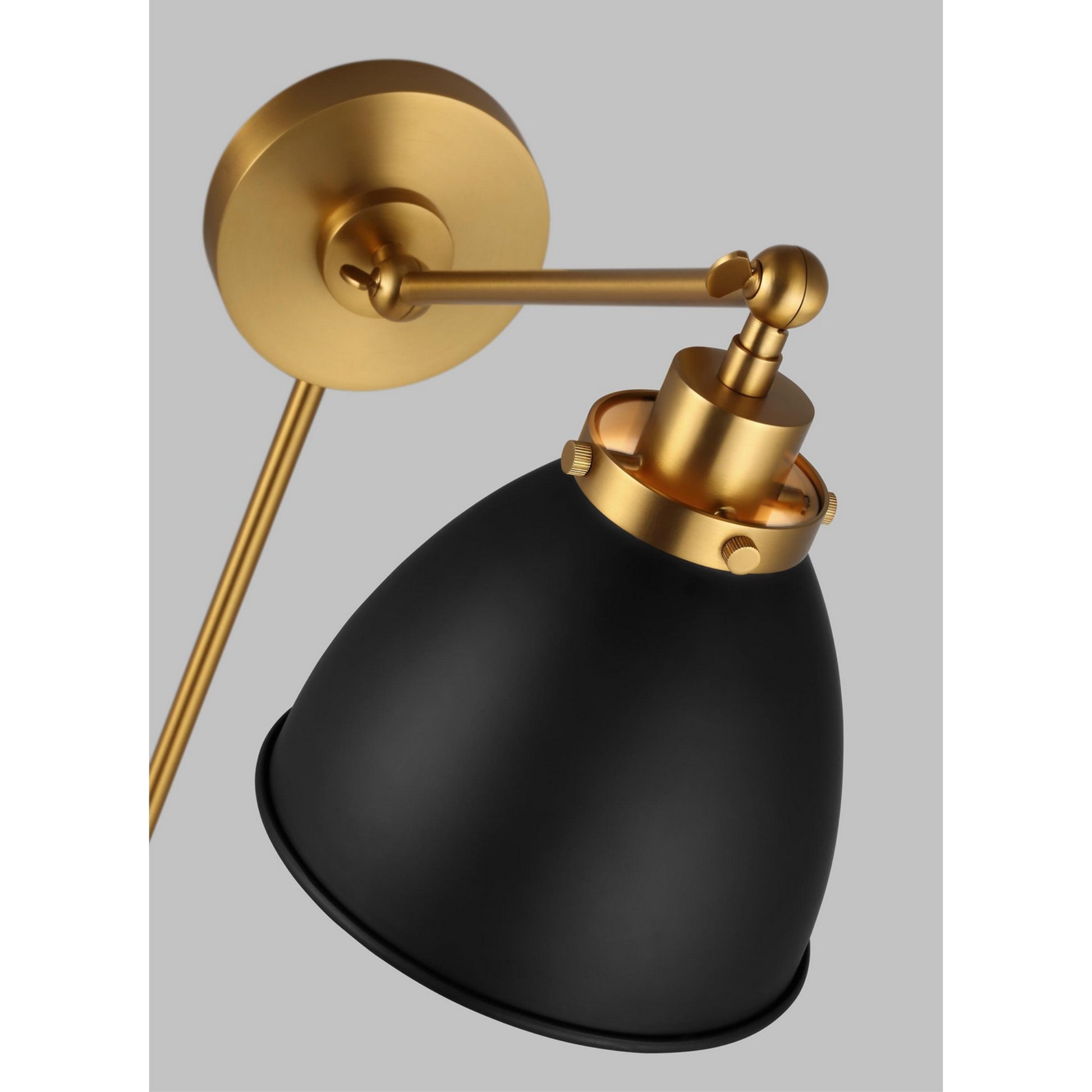 Wellfleet Single Arm Dome Task Sconce, Midnight Black & Burnished Brass Finish - Bees Lighting