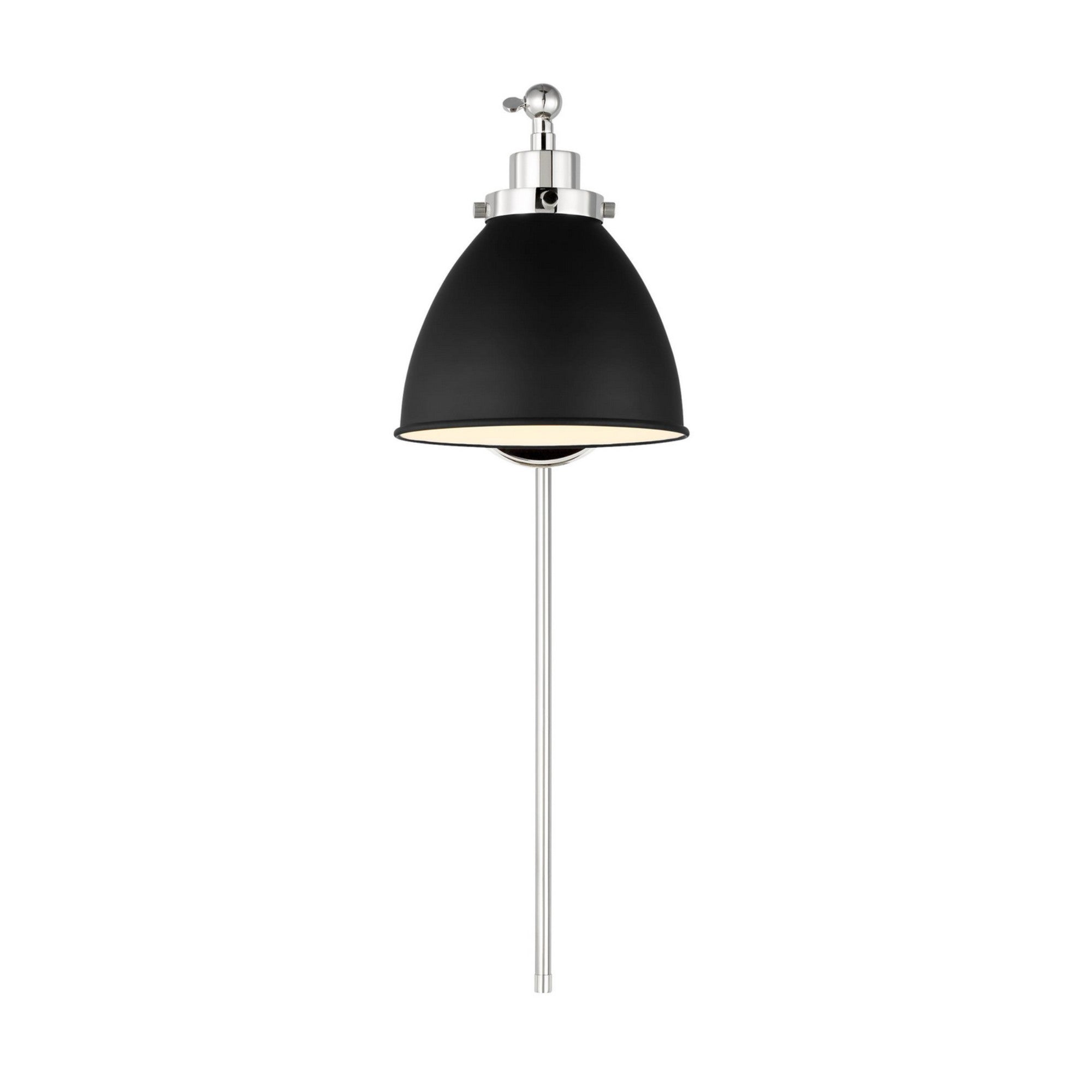 Wellfleet Single Arm Dome Task Sconce, Midnight Black & Polished Nickel Finish - Bees Lighting