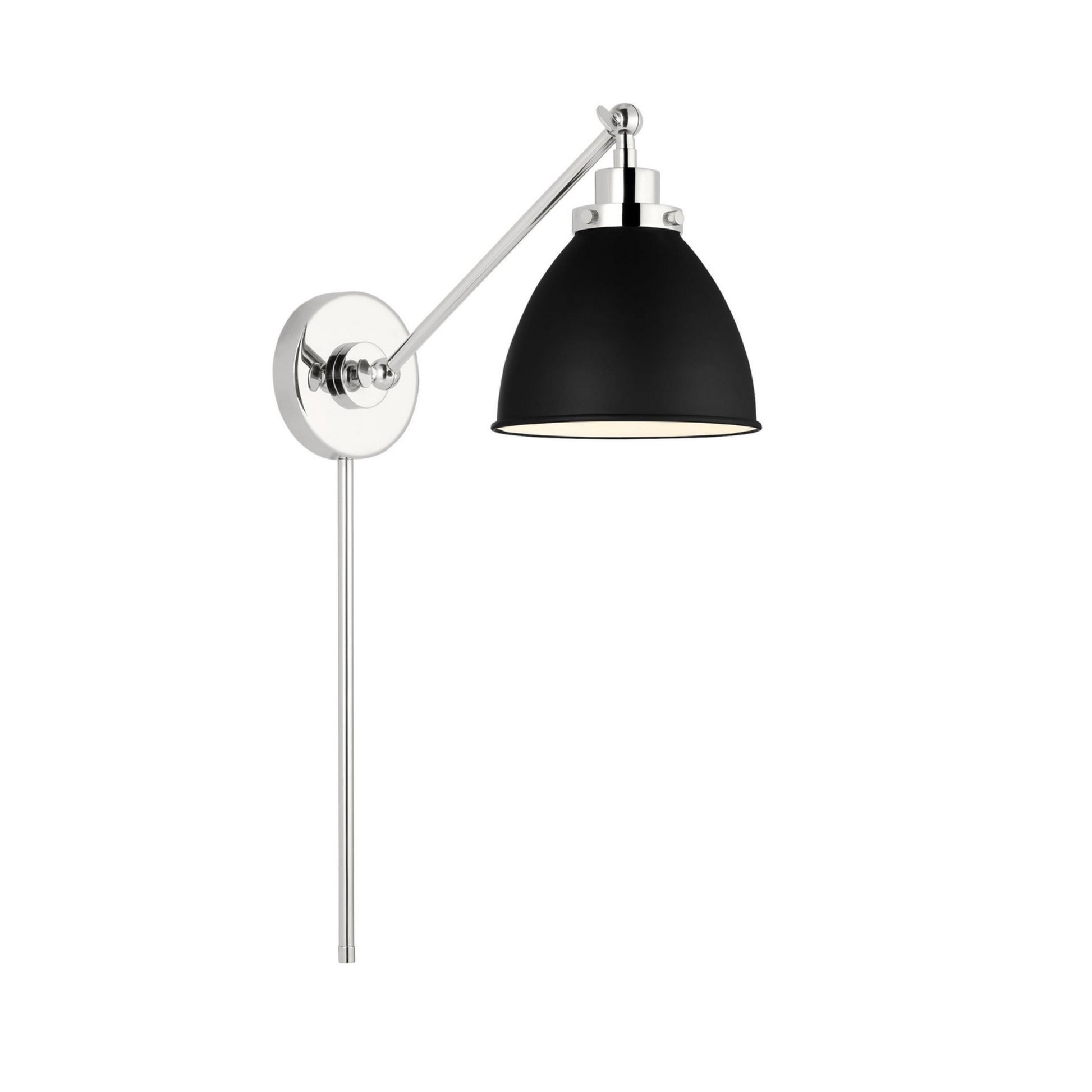 Wellfleet Single Arm Dome Task Sconce, Midnight Black & Polished Nickel Finish - Bees Lighting