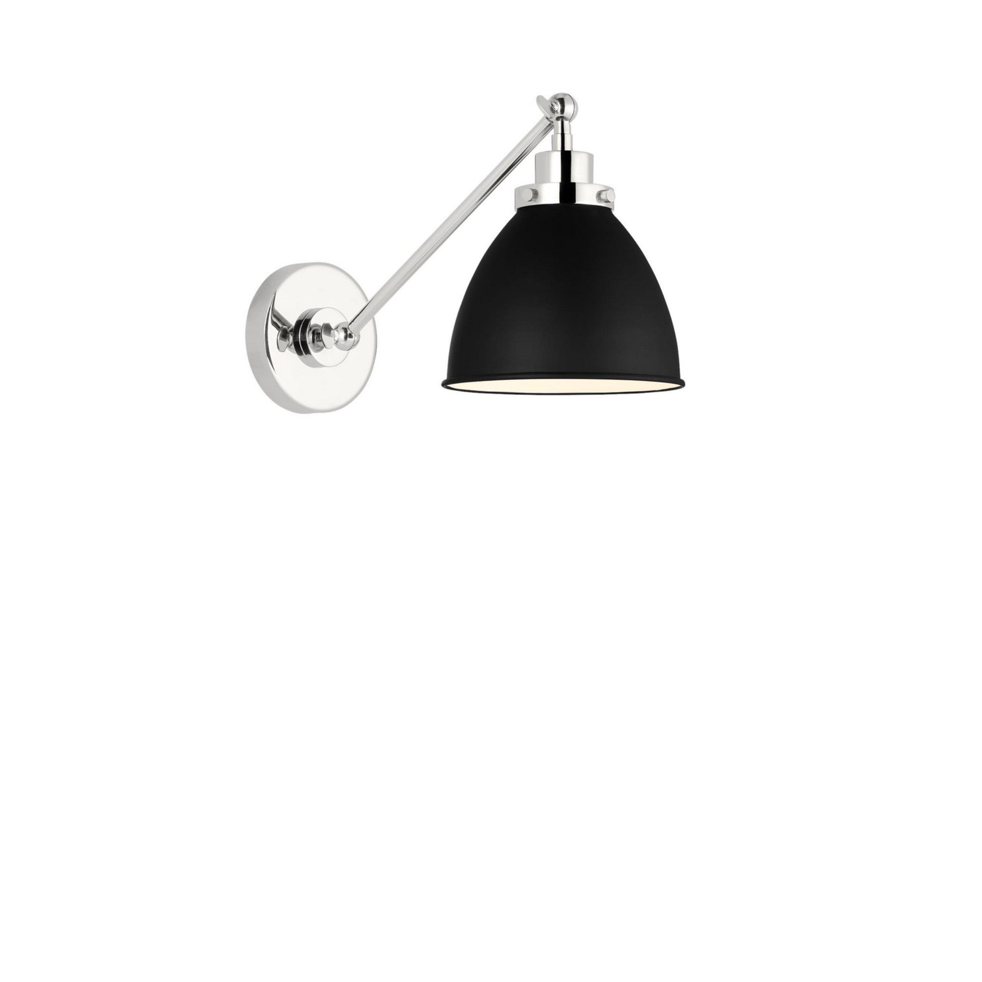 Wellfleet Single Arm Dome Task Sconce, Midnight Black & Polished Nickel Finish - Bees Lighting