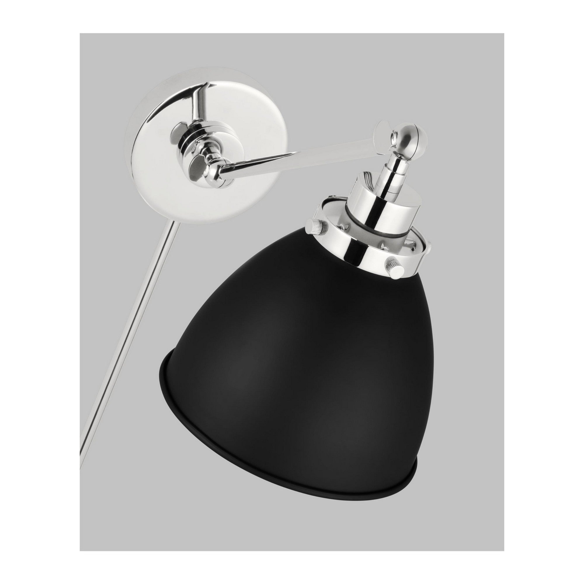 Wellfleet Single Arm Dome Task Sconce, Midnight Black & Polished Nickel Finish - Bees Lighting