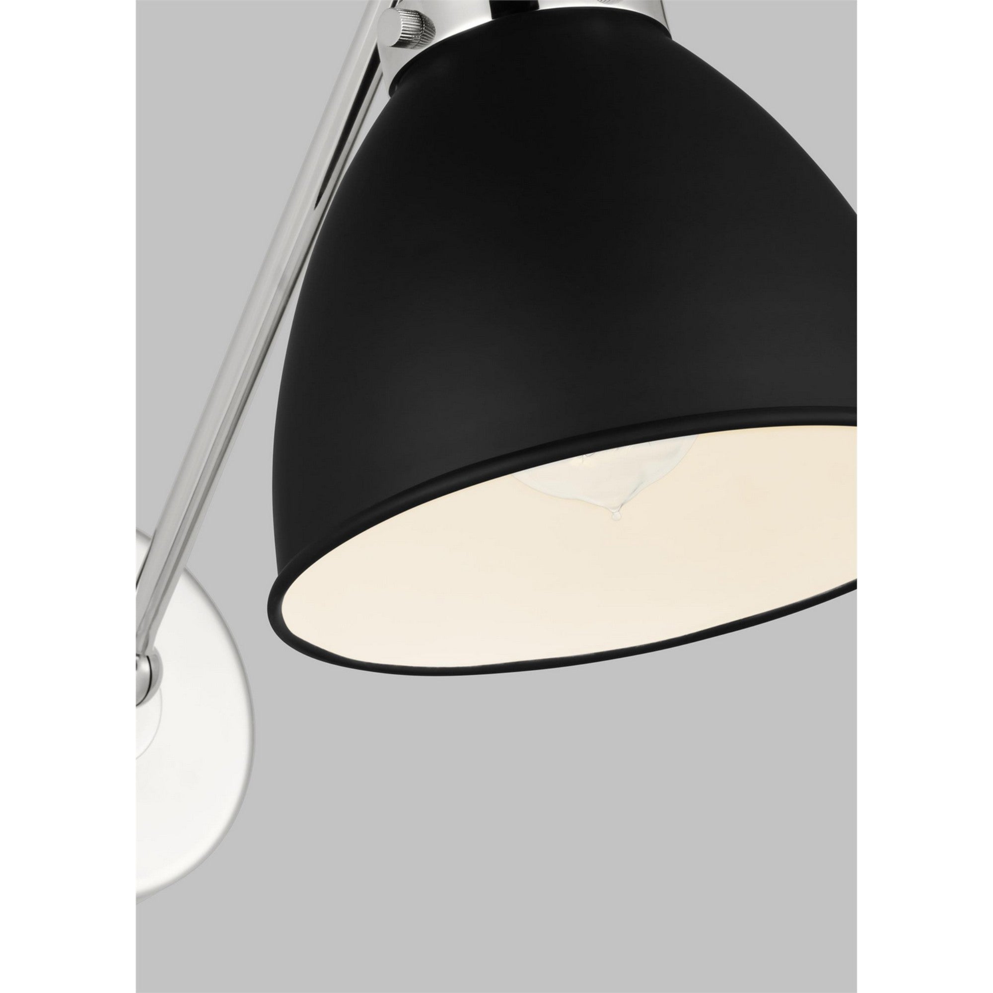 Wellfleet Single Arm Dome Task Sconce, Midnight Black & Polished Nickel Finish - Bees Lighting