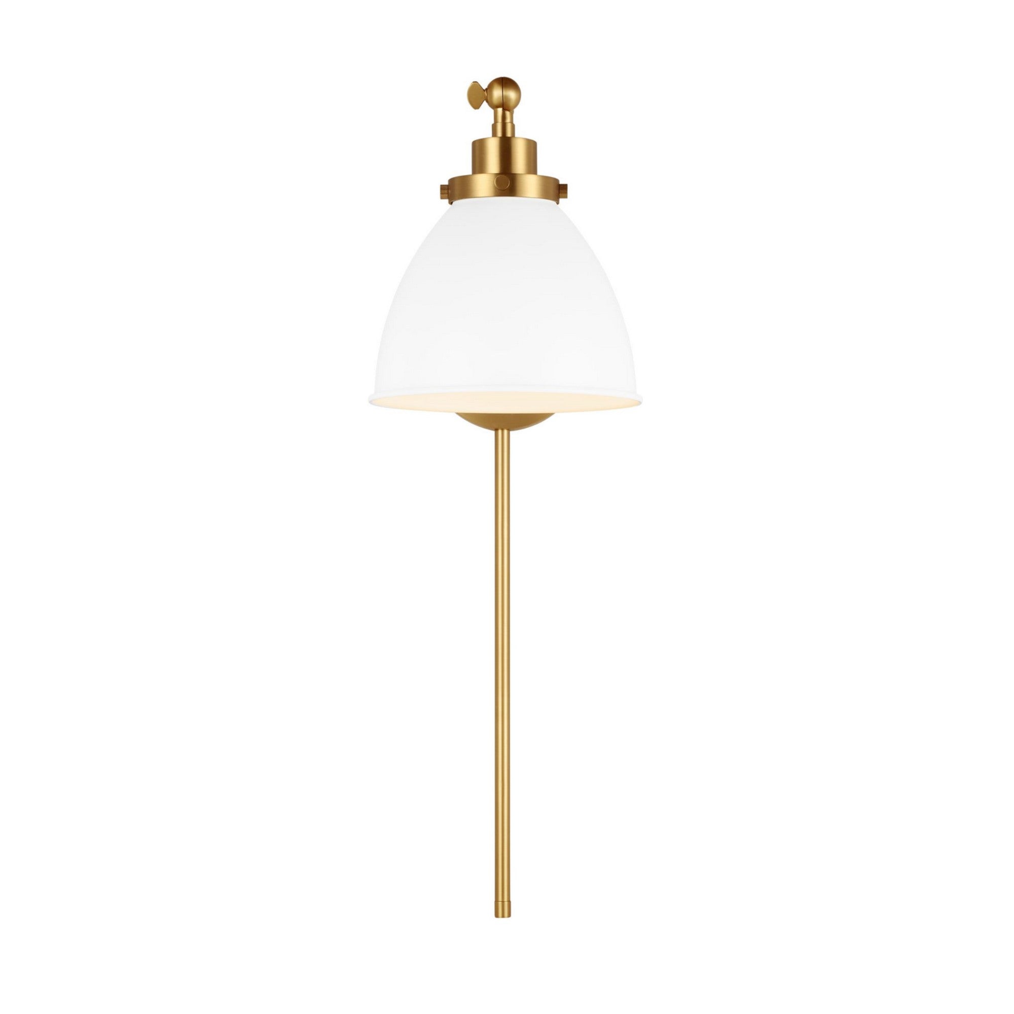 Wellfleet Single Arm Dome Task Sconce, Matte White & Burnished Brass Finish - Bees Lighting