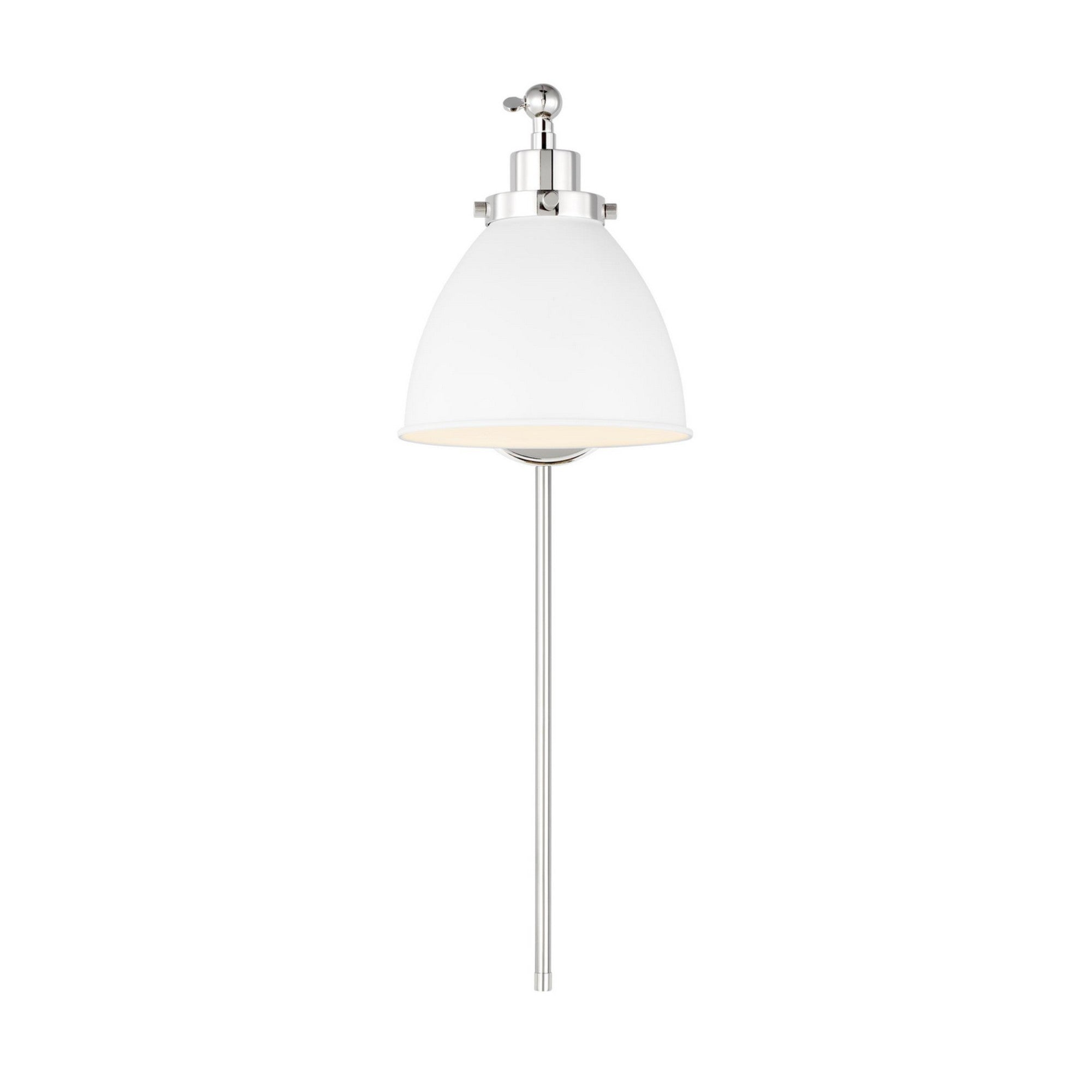 Wellfleet Single Arm Dome Task Sconce, Matte White & Polished Nickel Finish - Bees Lighting