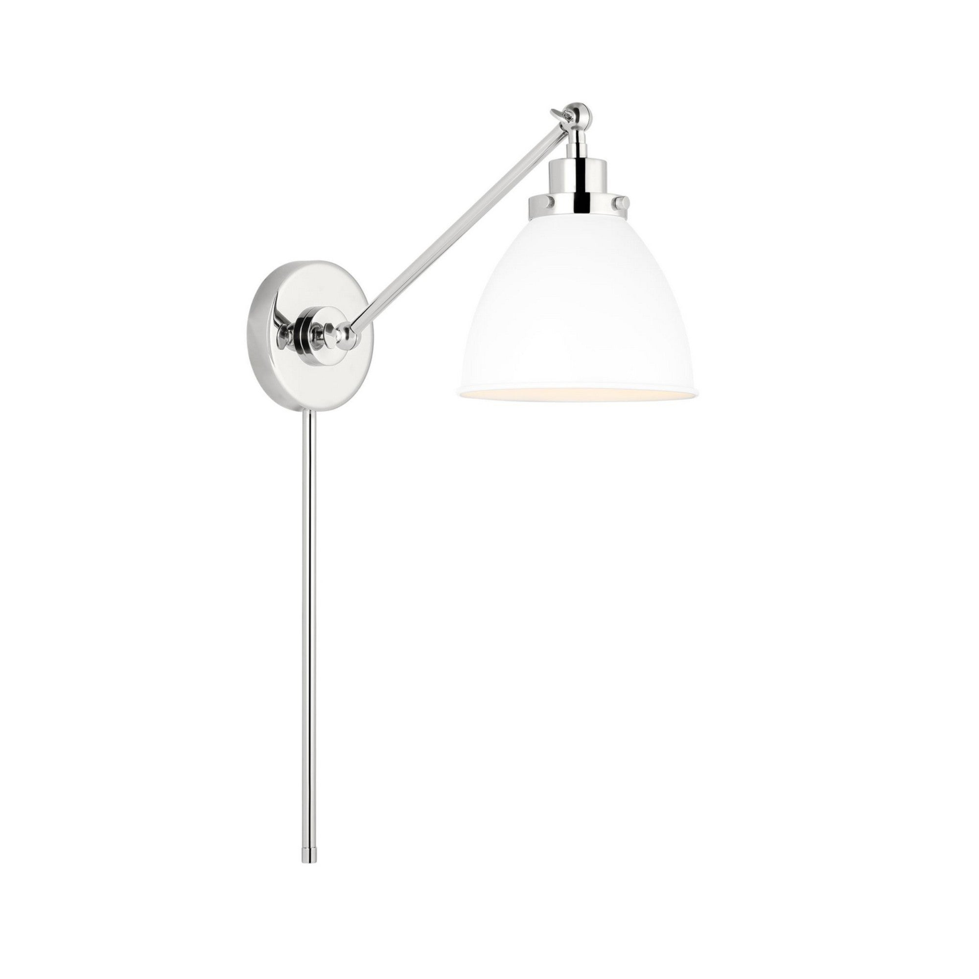 Wellfleet Single Arm Dome Task Sconce, Matte White & Polished Nickel Finish - Bees Lighting