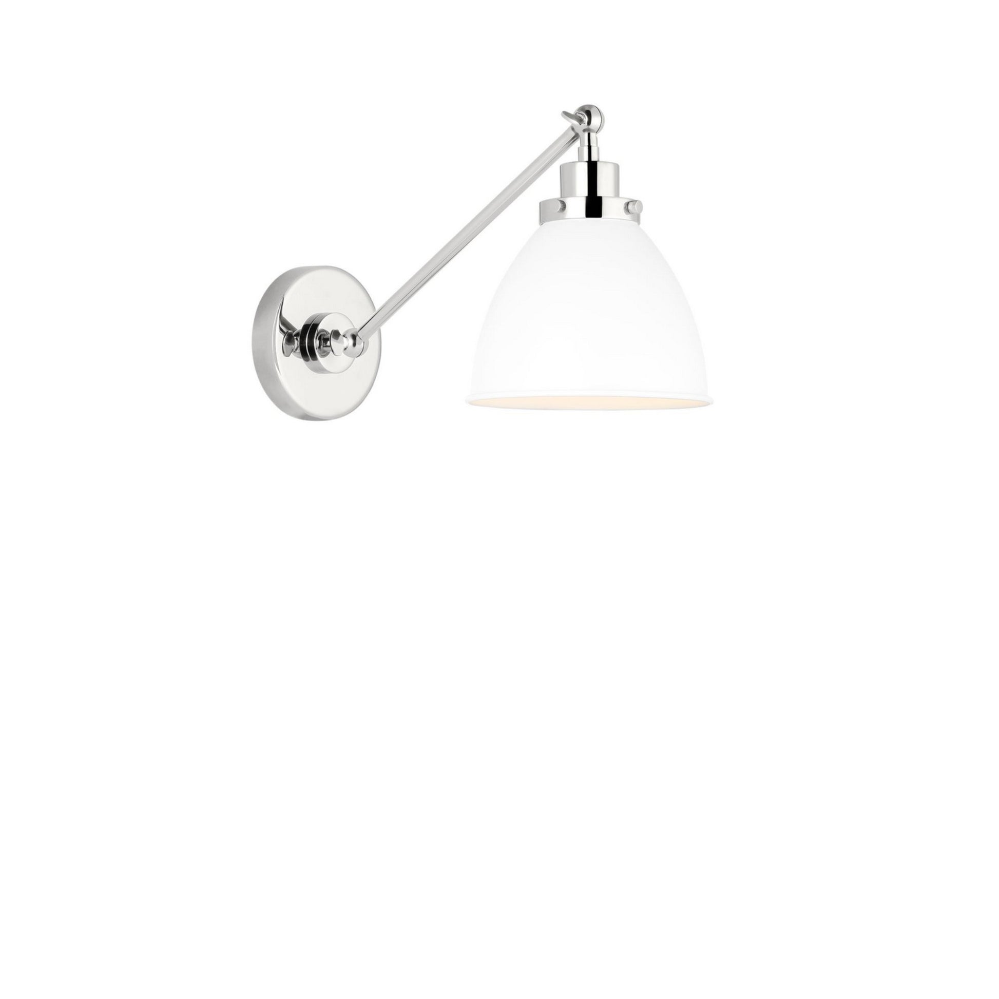 Wellfleet Single Arm Dome Task Sconce, Matte White & Polished Nickel Finish - Bees Lighting