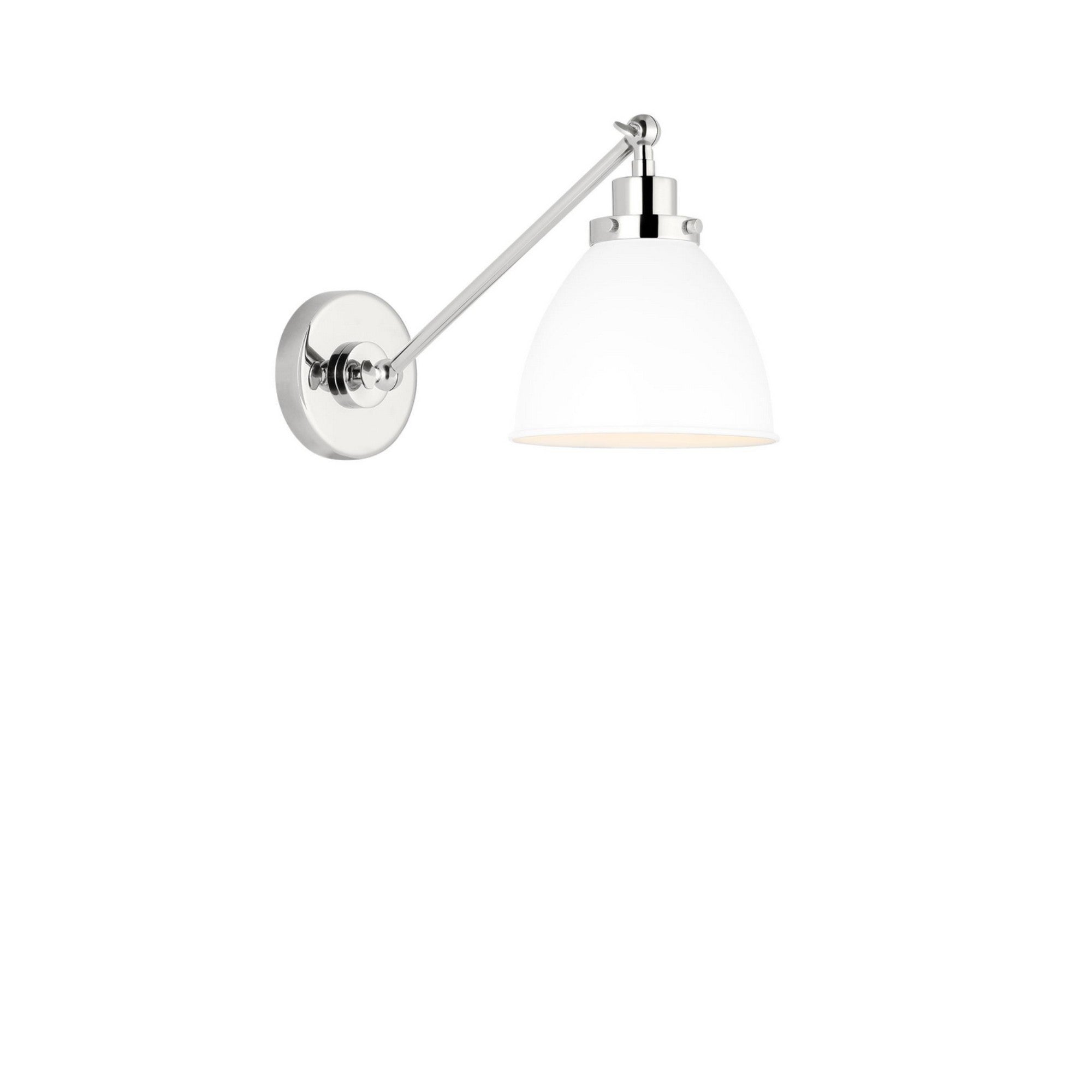 Wellfleet Single Arm Dome Task Sconce, Matte White & Polished Nickel Finish - Bees Lighting