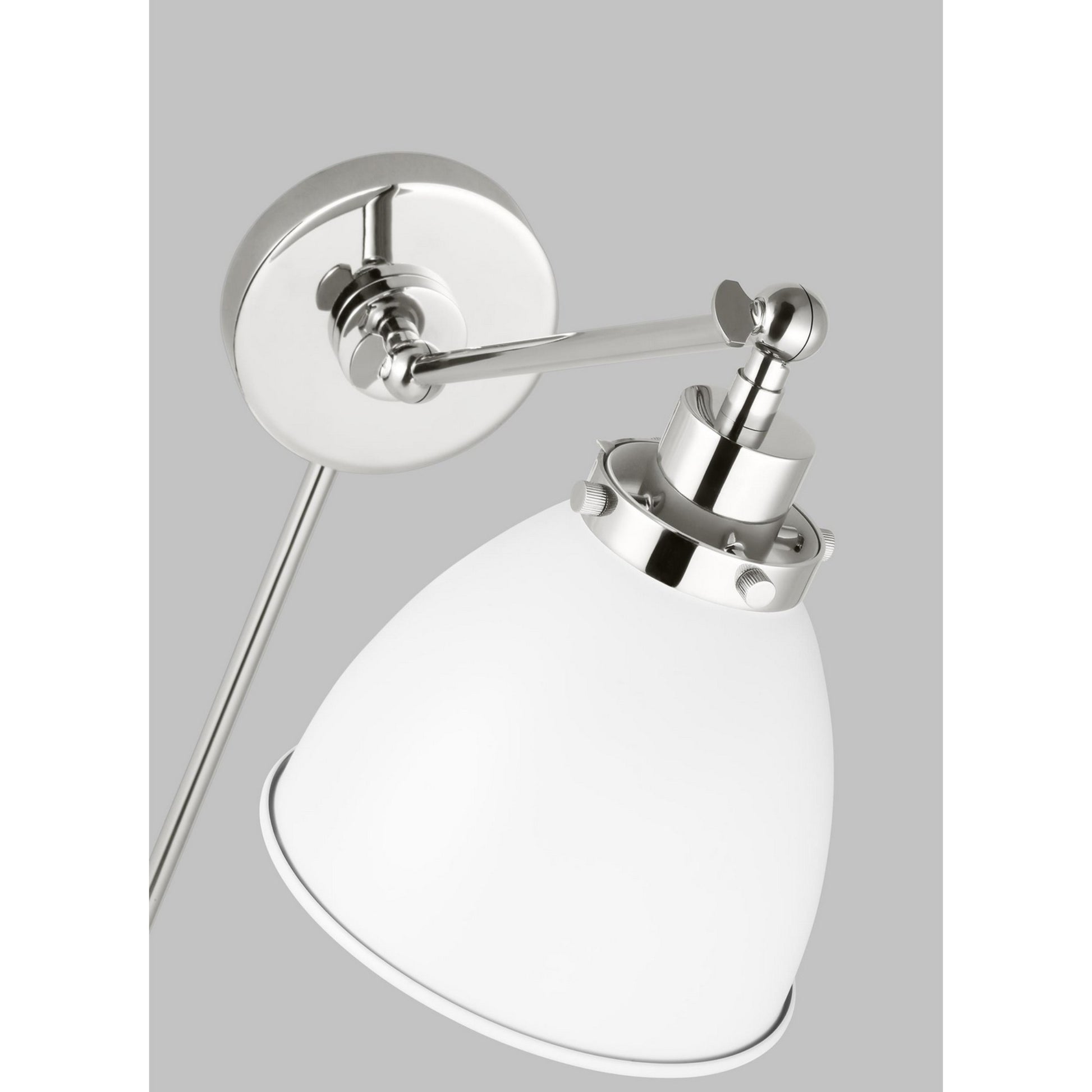 Wellfleet Single Arm Dome Task Sconce, Matte White & Polished Nickel Finish - Bees Lighting