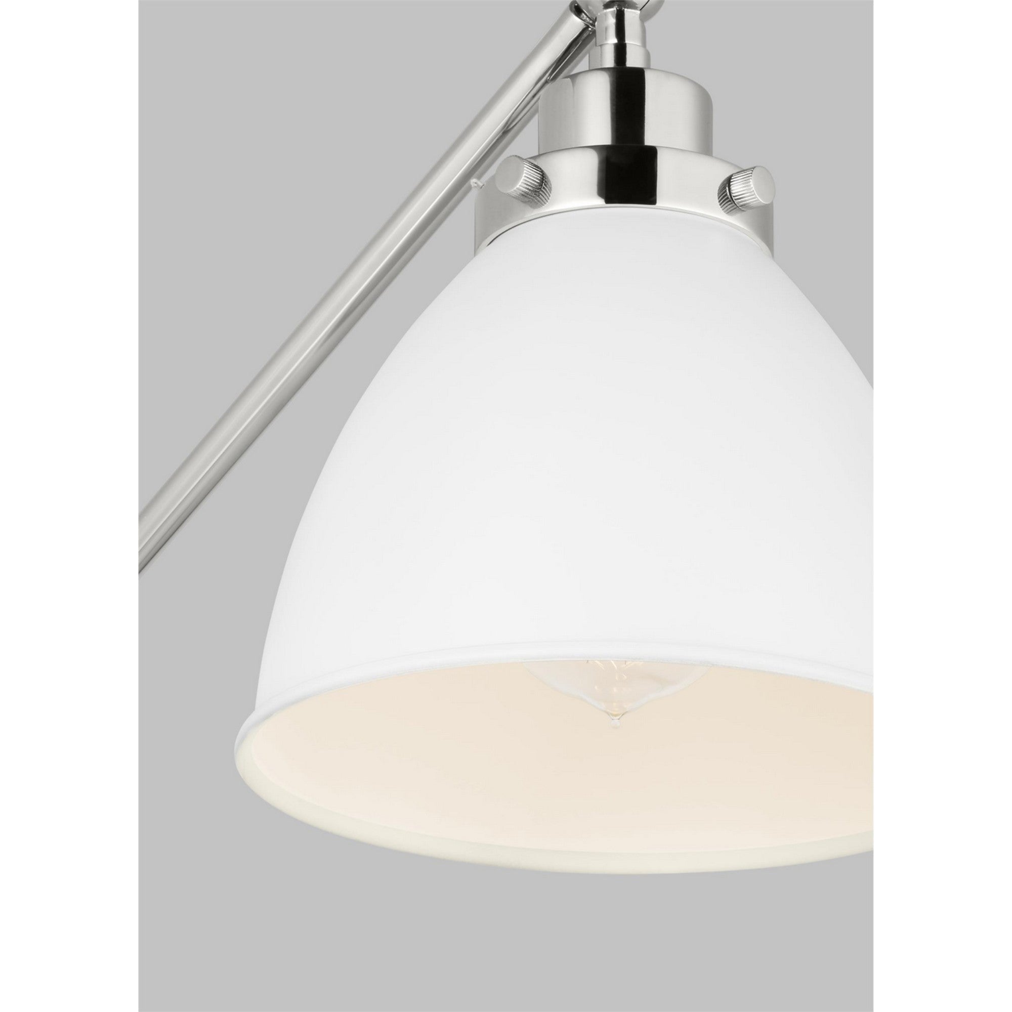 Wellfleet Single Arm Dome Task Sconce, Matte White & Polished Nickel Finish - Bees Lighting