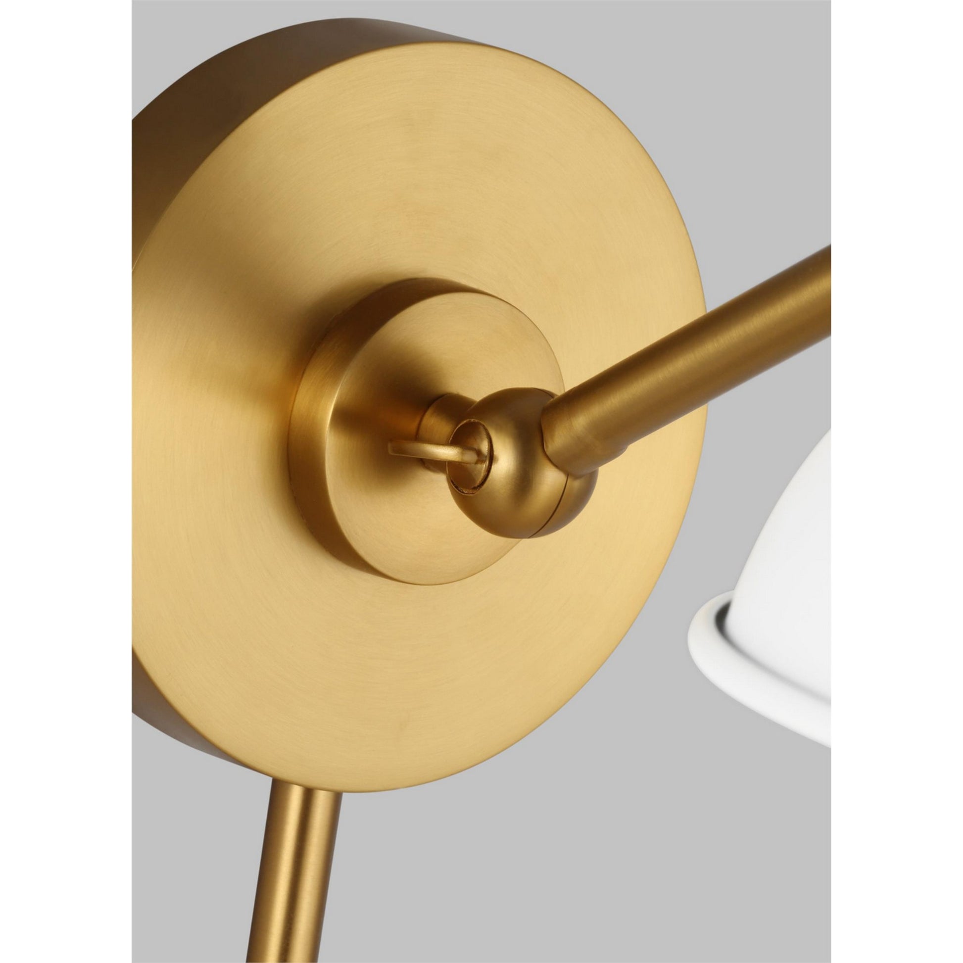 Wellfleet Single Arm Wide Task Sconce, Matte White & Burnished Brass Finish - Bees Lighting